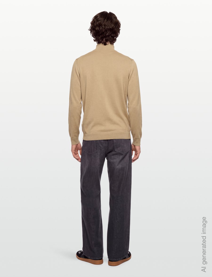 HUGO - San Quintus-C2 - pullover mit halbem reißverschluss - medium beige - 4