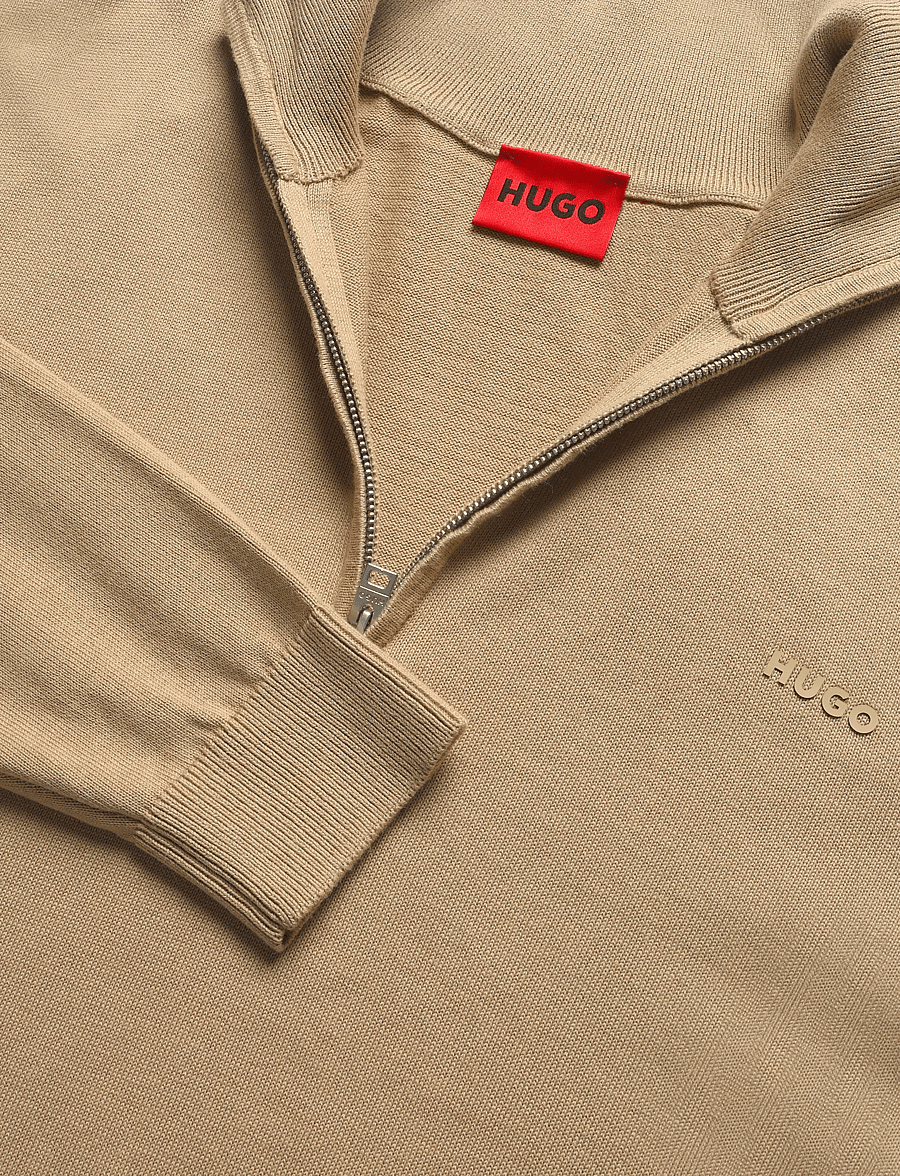 HUGO - San Quintus-C2 - pullover mit halbem reißverschluss - medium beige - 2