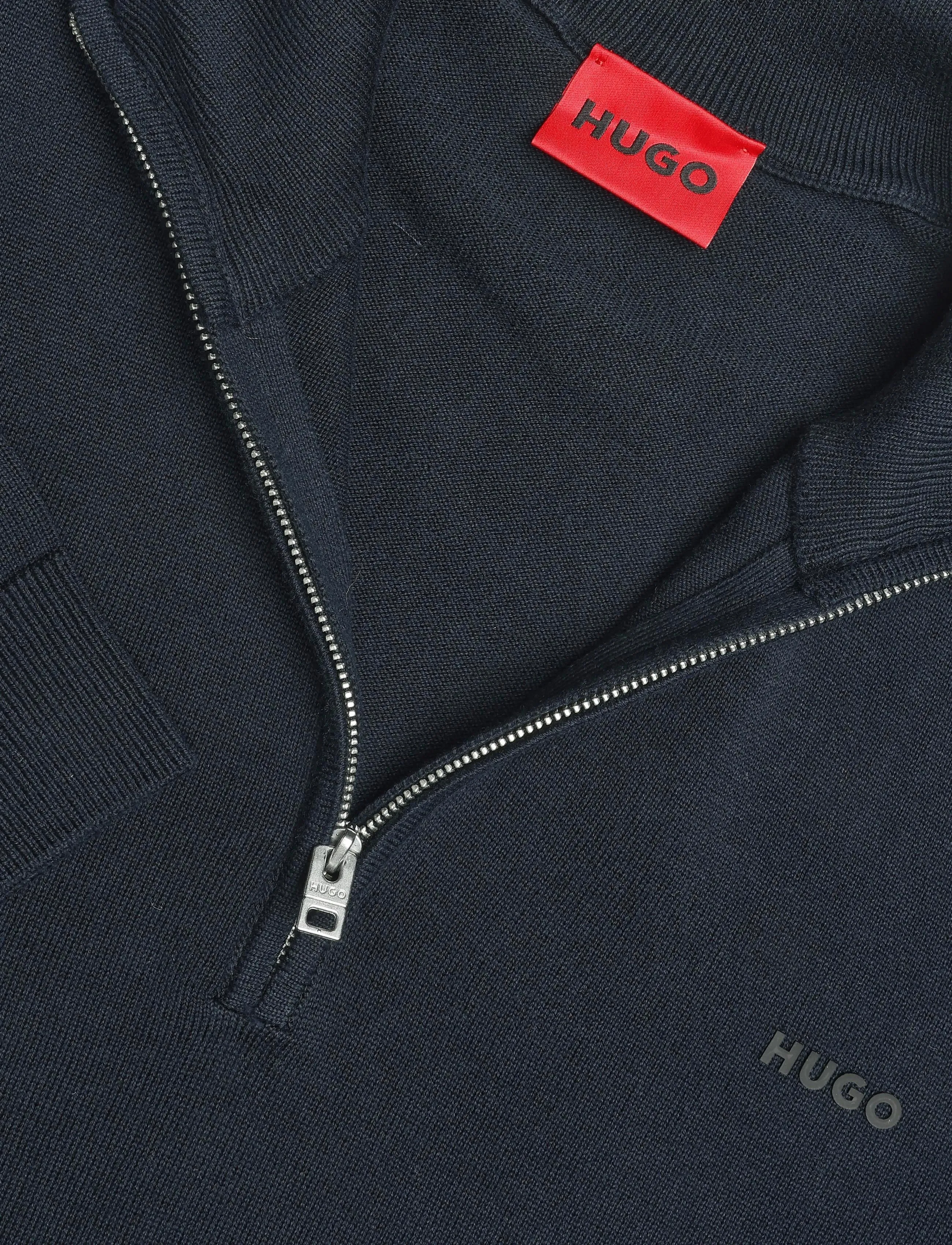 HUGO - San Quintus-C2 - pullover mit halbem reißverschluss - navy - 2