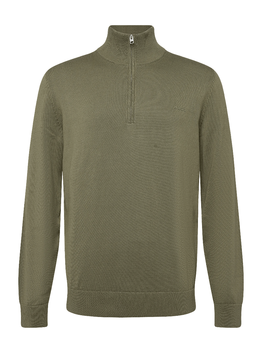 HUGO - San Quintus-C2 - pullover mit halbem reißverschluss - open green - 0