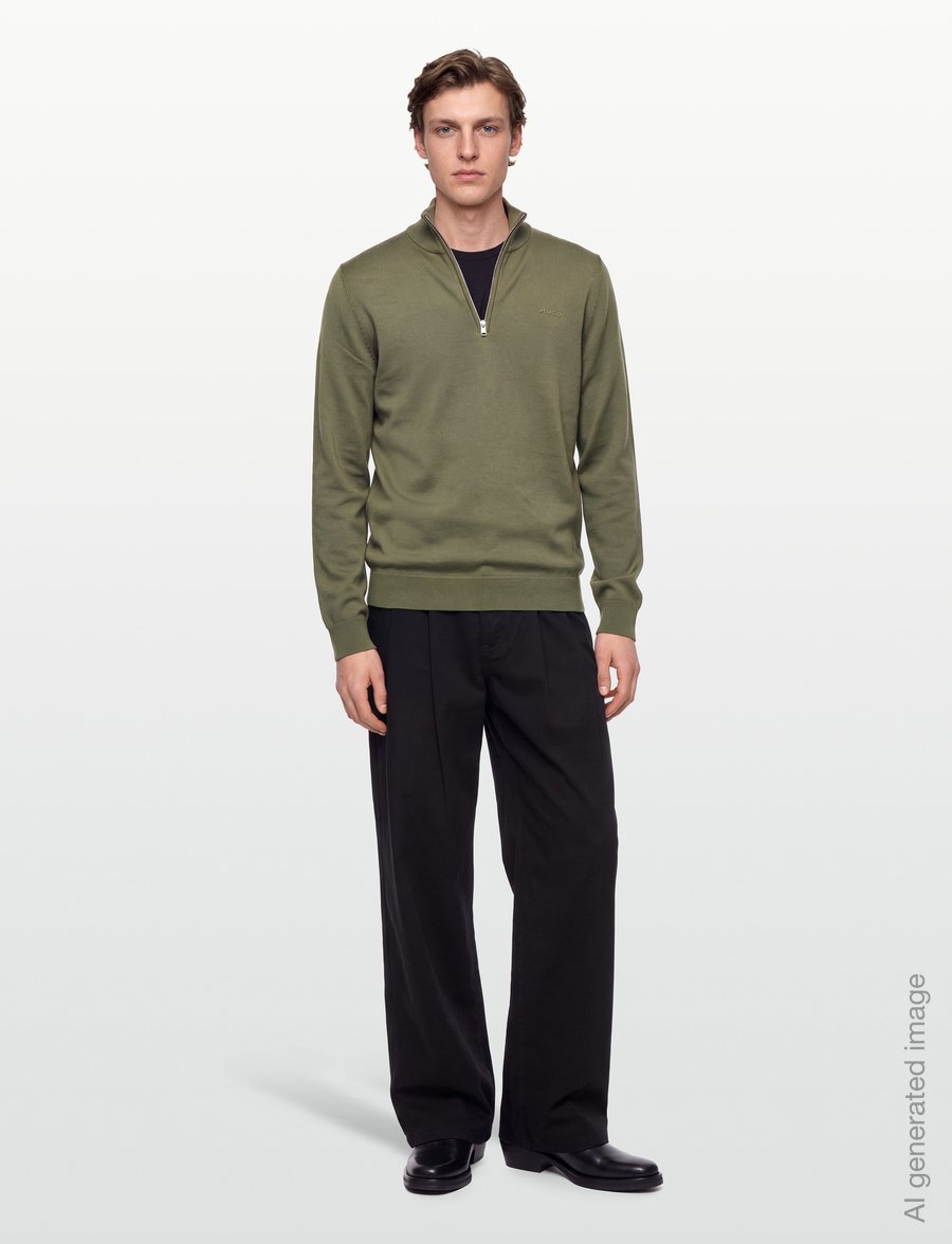 HUGO - San Quintus-C2 - halfzip strik - open green - 0