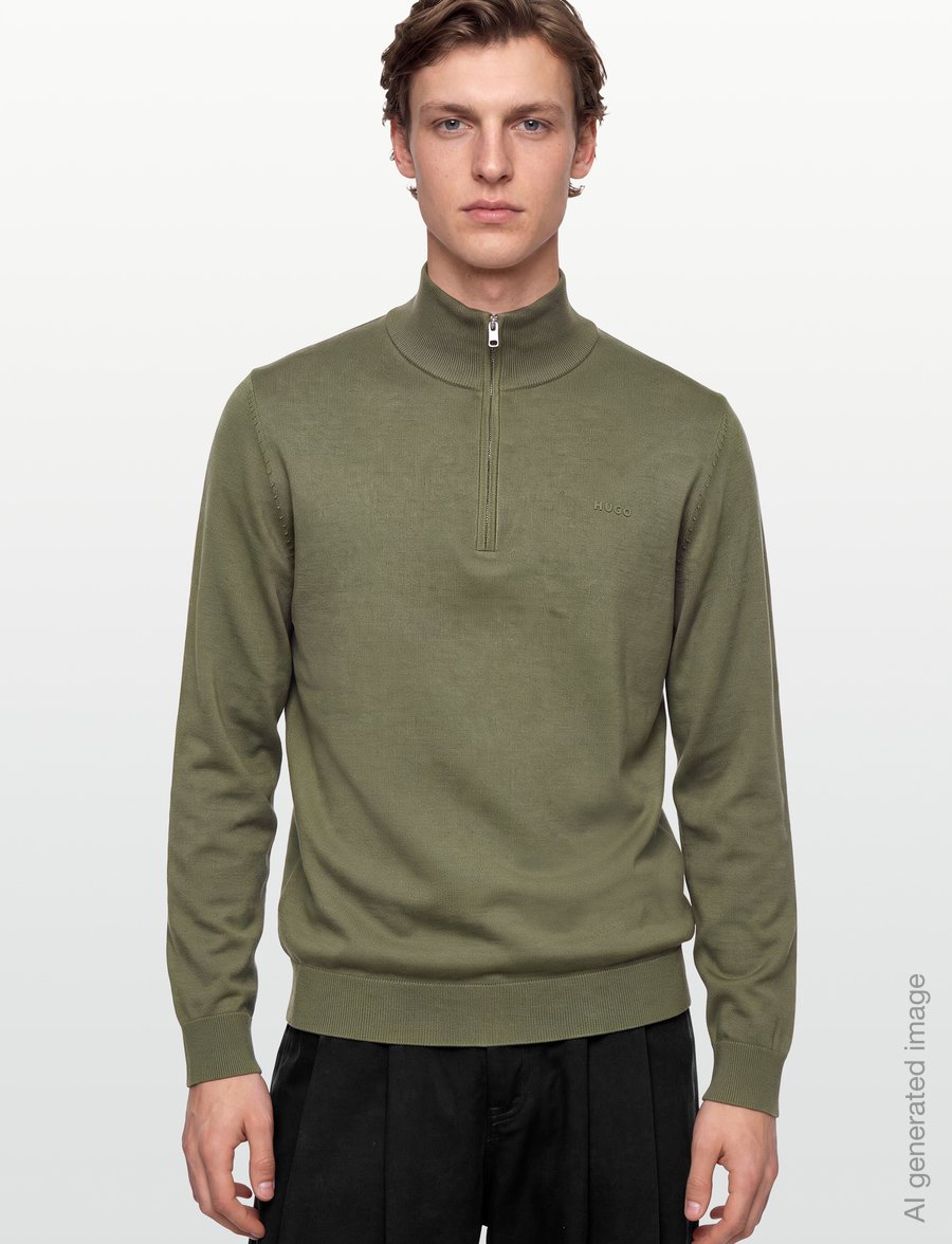 HUGO - San Quintus-C2 - halfzip strik - open green - 3