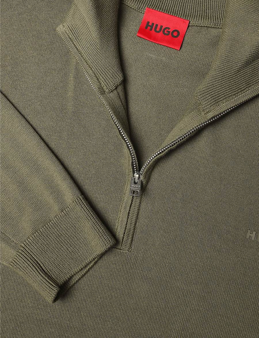 HUGO - San Quintus-C2 - pullover mit halbem reißverschluss - open green - 2