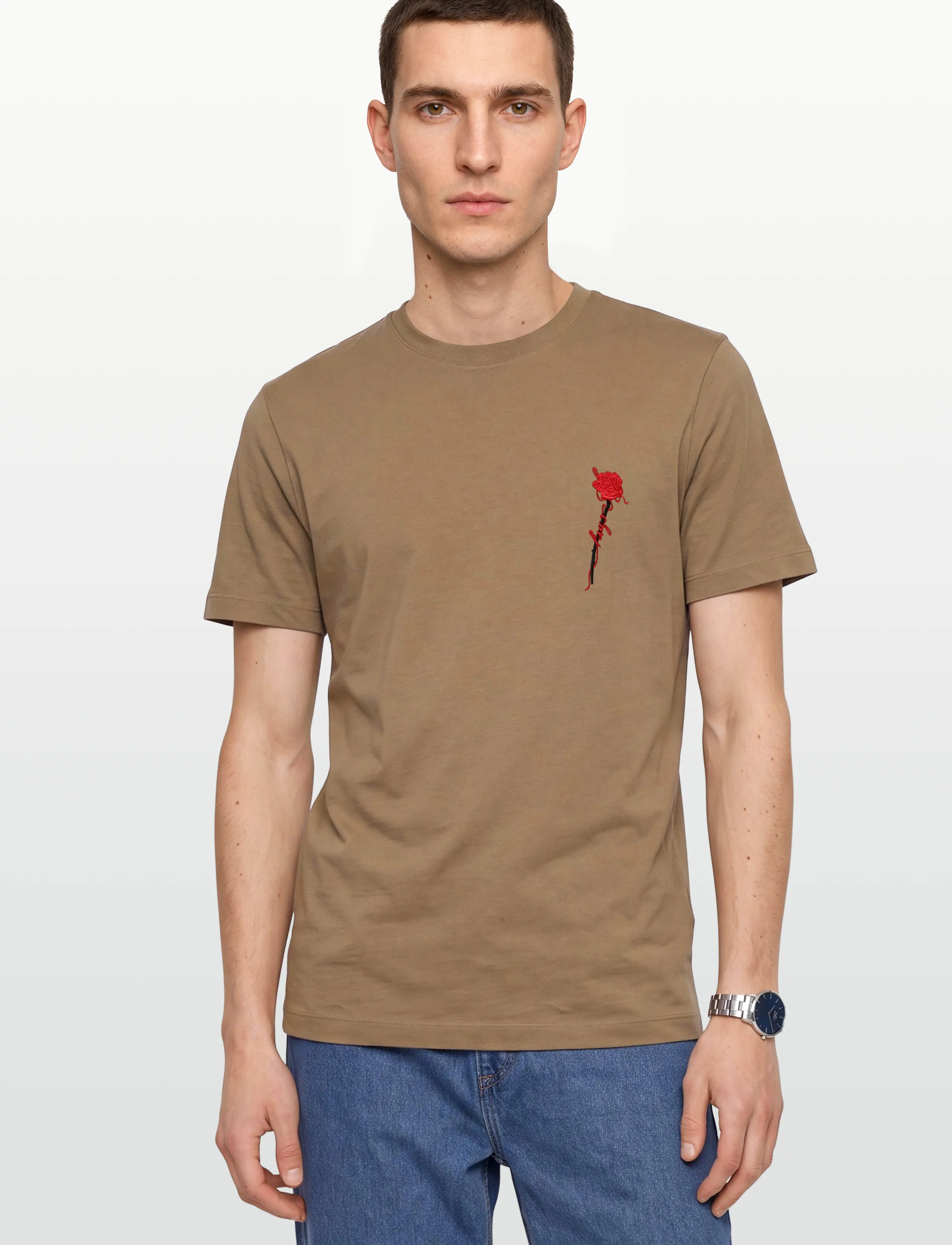 HUGO - Diflow - lühikeste varrukatega t-särgid - beige overflow - 3