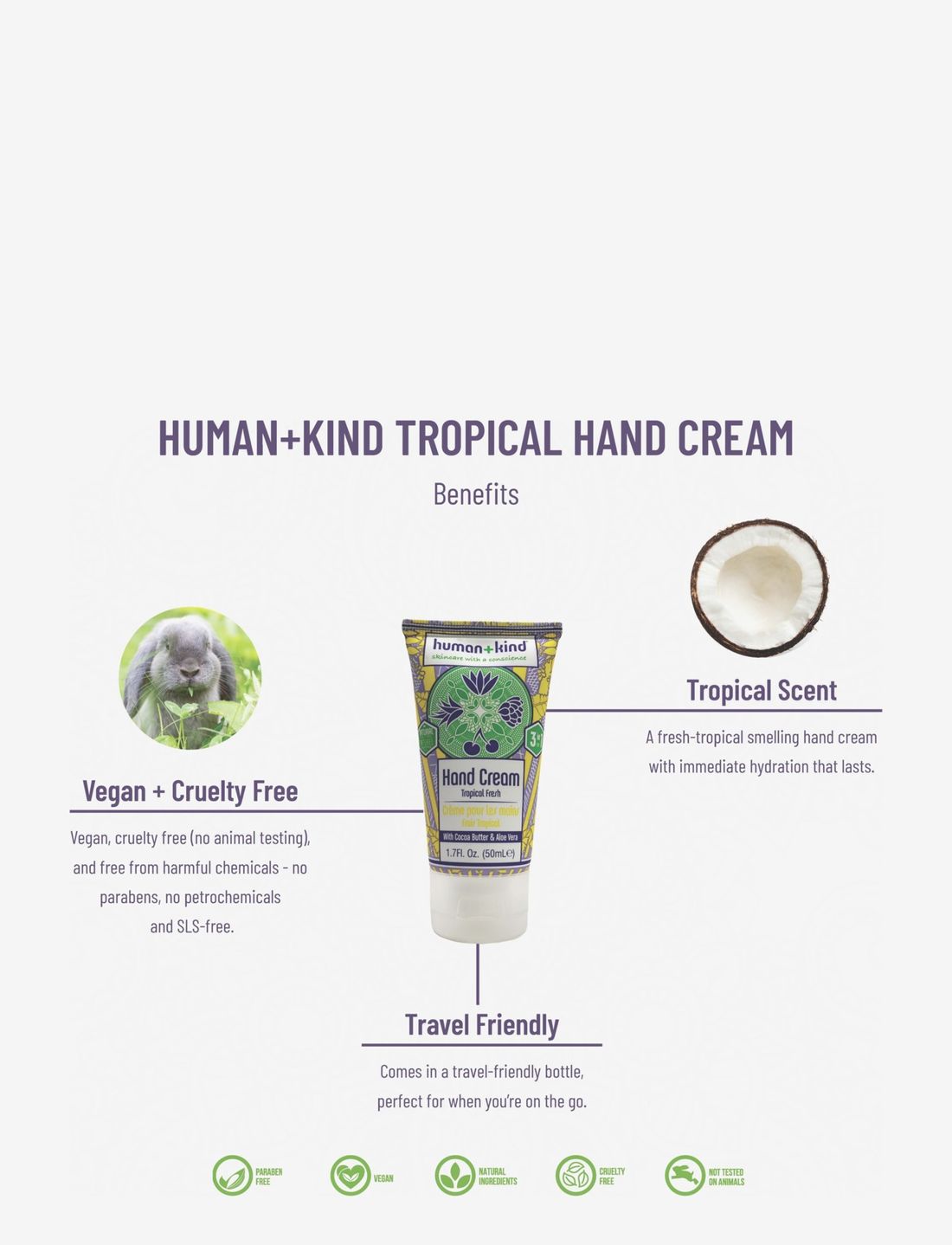 Fancy fortjener engagement Human + Kind Hand+elbow+feet Cream Tropical Fresh - Håndcreme | Boozt.com