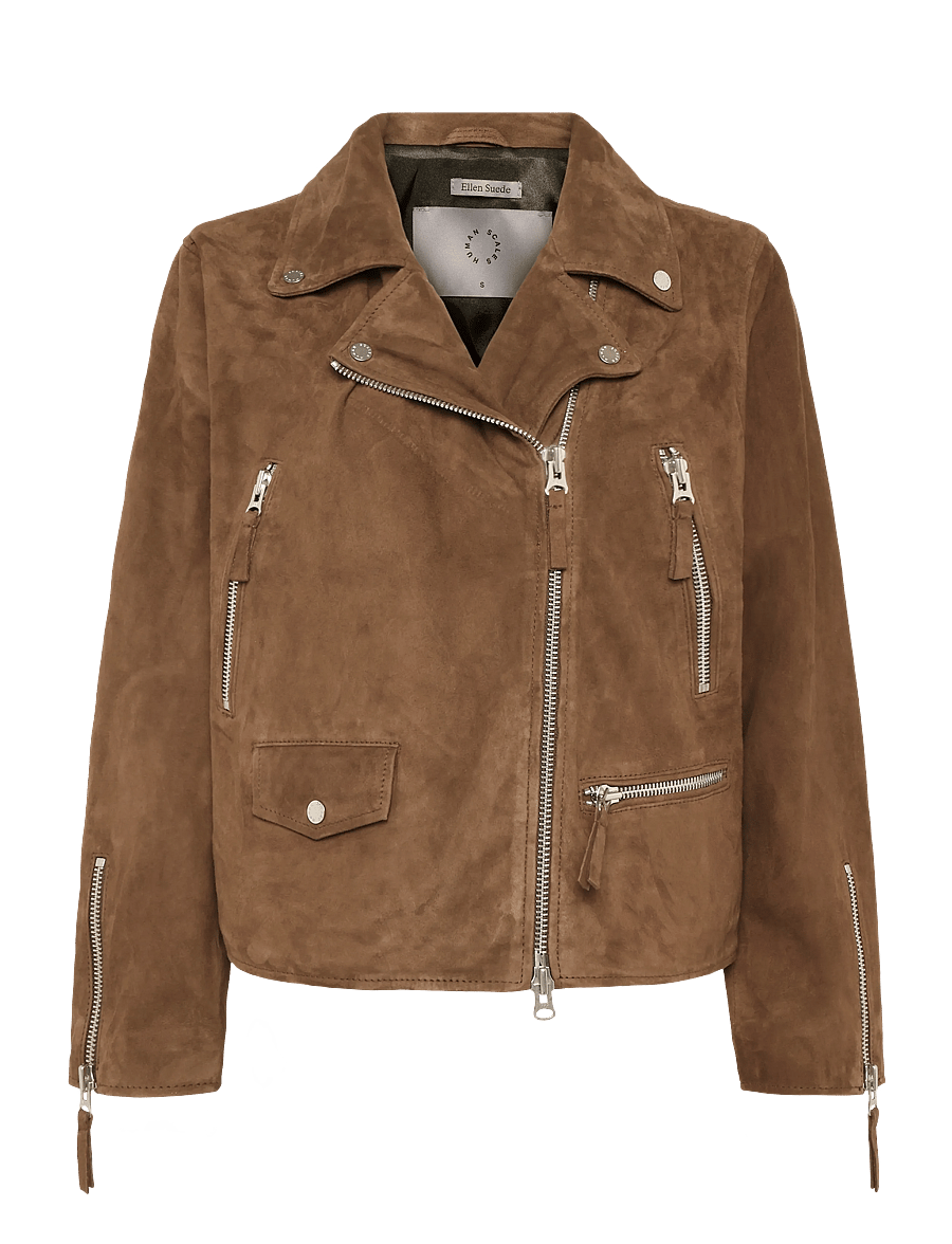 Human Scales - Ellen Suede Jacket - frühlingsjacken - dk. brown - 0
