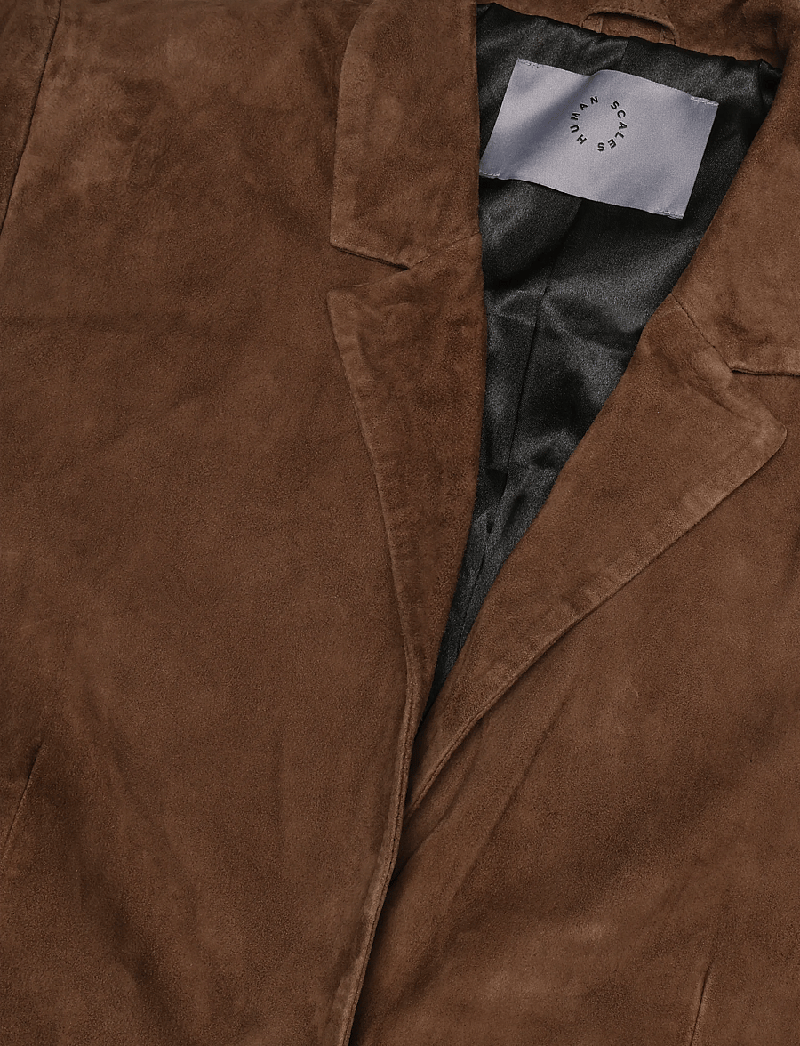 Human Scales - Tova Suede Jacket - single breasted blazers - dk. brown - 2