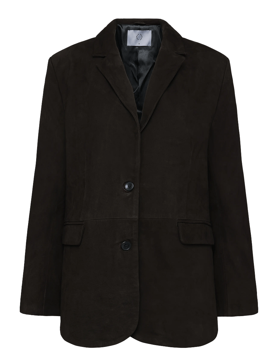 Human Scales - Tova Buffalo Suede Jacket - einreihige blazer - dk. brown - 0