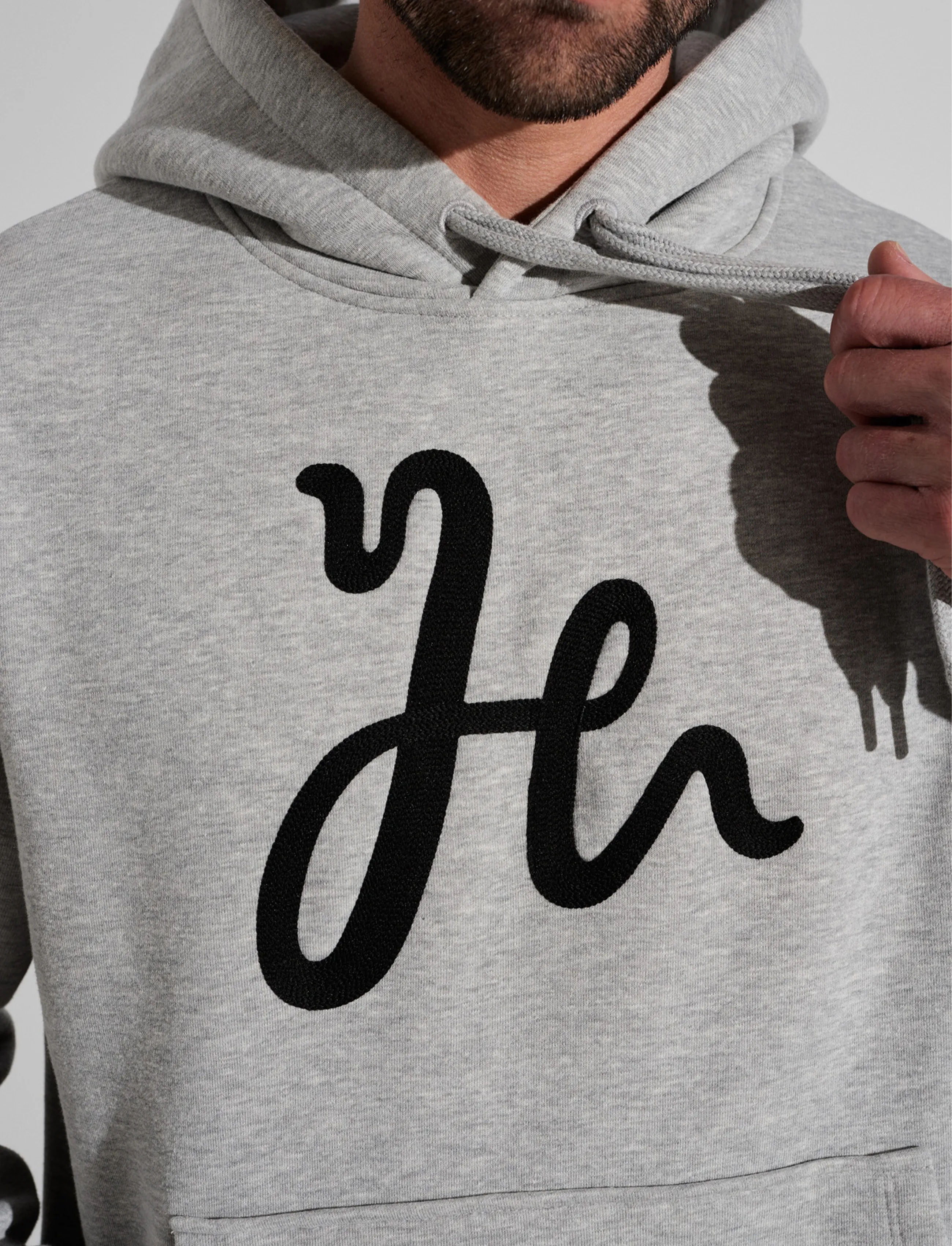 Humbleton - Denver H Embroidered Hoodie - grey melange - 4