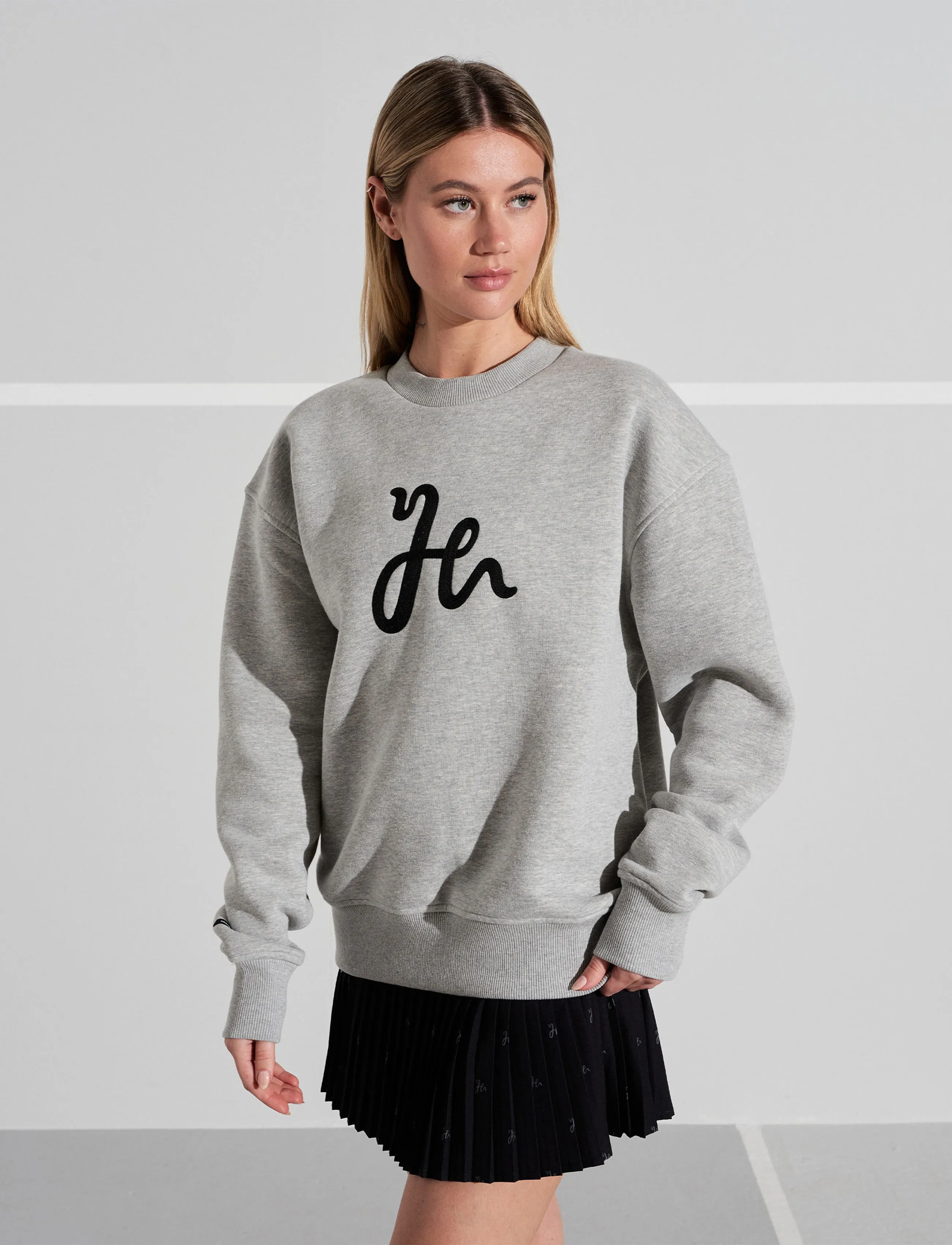 Humbleton - Hayes H Embroidered Sweatshirt - kvinder - grey melange - 3