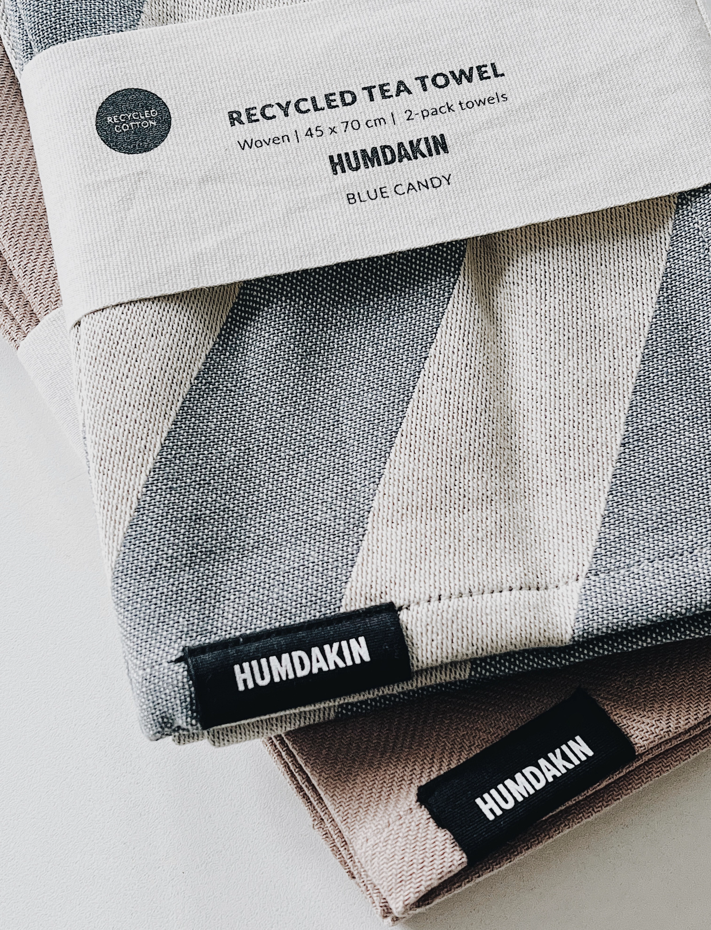 Humdakin - Recycled Cotton Tea Towel - 2 pack - tea towels - blue candy - 4