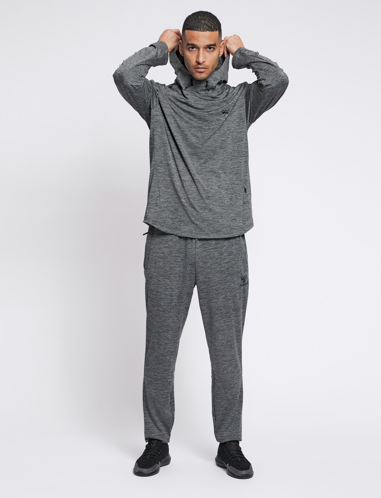 Hummel - hmlASTON TAPERED PANTS - dark grey melange - 3