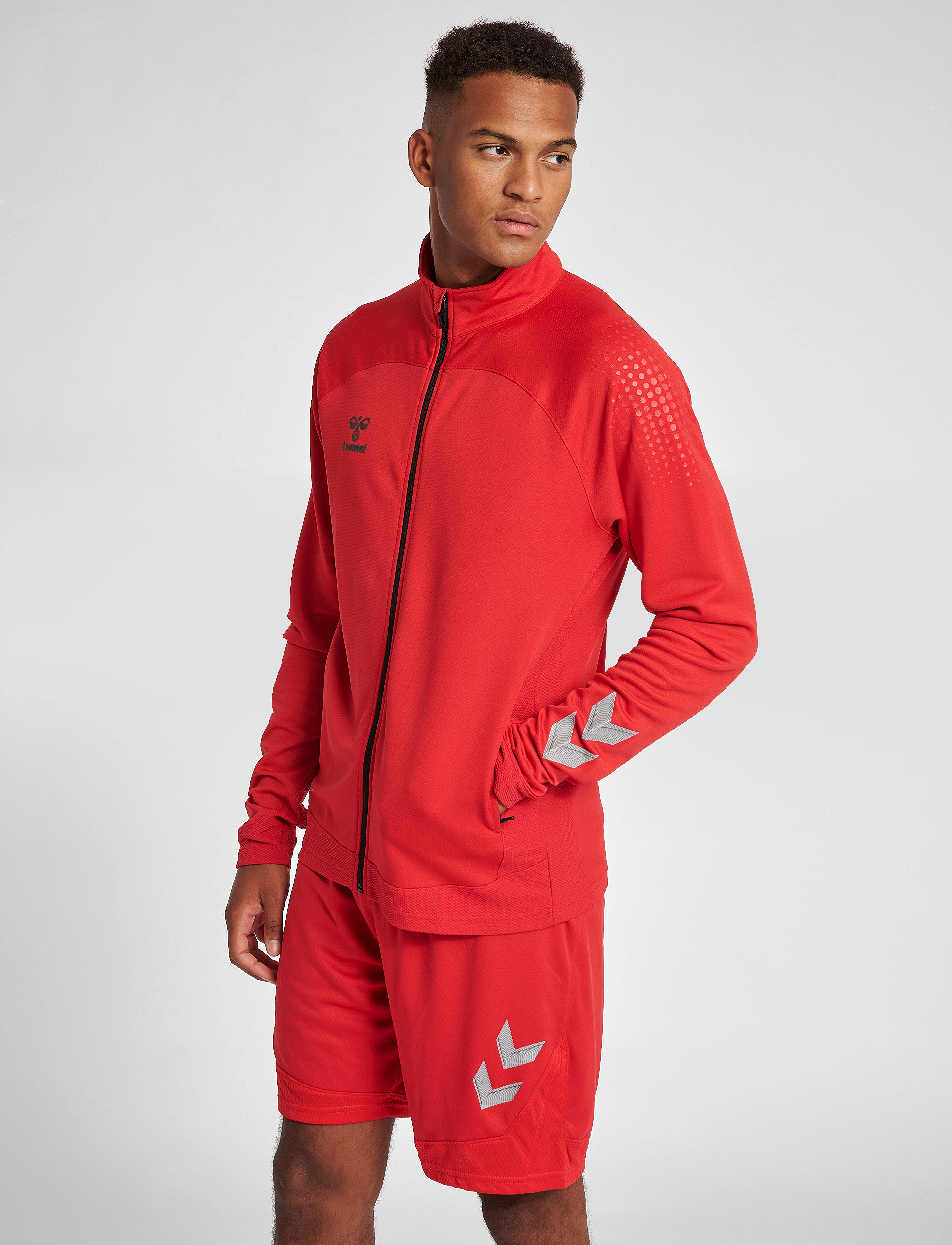 Hummel - hmlLEAD POLY ZIP JACKET - träningsjackor - true red - 3