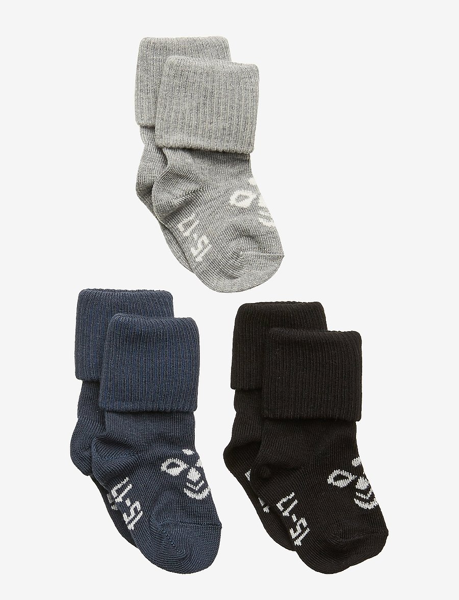 Hummel - SORA 3-PACK SOCK - bebisstrumpor - black/grey melange/blue nights - 0