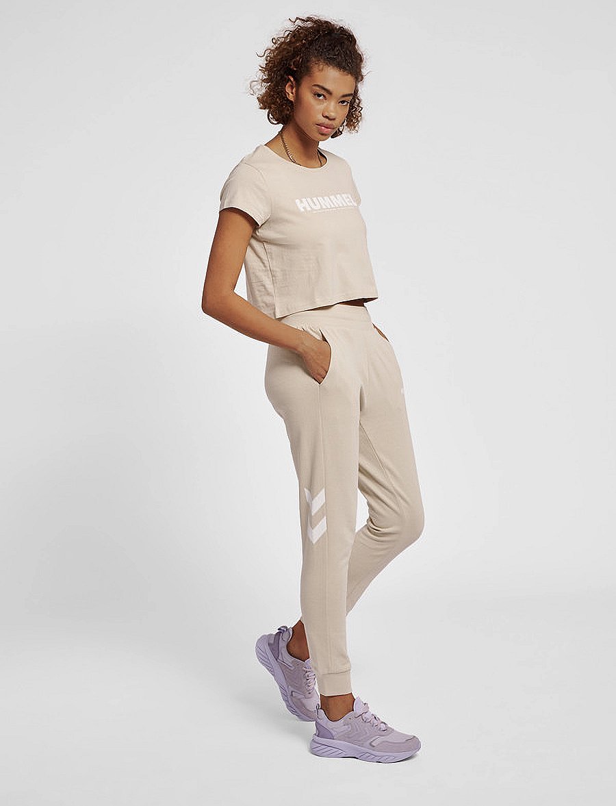 Hummel - hmlLEGACY WOMAN TAPERED PANTS - pumice stone - 3