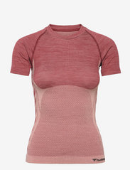 hmlCLEA SEAMLESS TIGHT T-SHIRT - WITHERED ROSE/ROSE TAN MELANGE