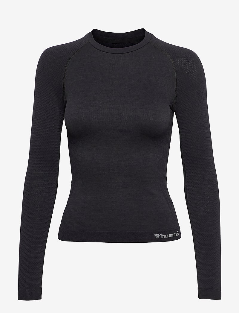 Hummel - hmlCLEA SEAMLESS TIGHT T-SHIRT L/S - långärmade tröjor - black melange - 1