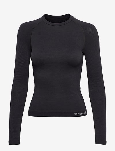 Hummel hmlCLEA SEAMLESS TIGHT T-SHIRT L/S - Long-sleeved tops - BLACK MELANGE / black