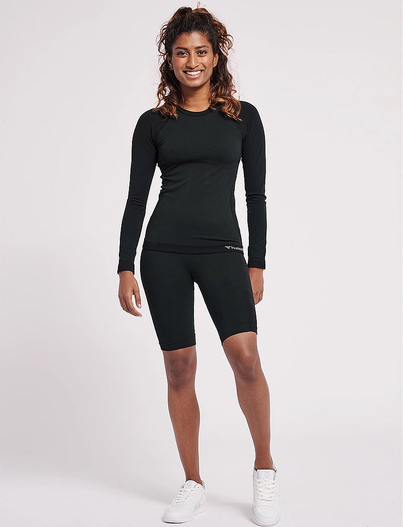 Hummel - hmlCLEA SEAMLESS TIGHT T-SHIRT L/S - långärmade tröjor - black melange - 3