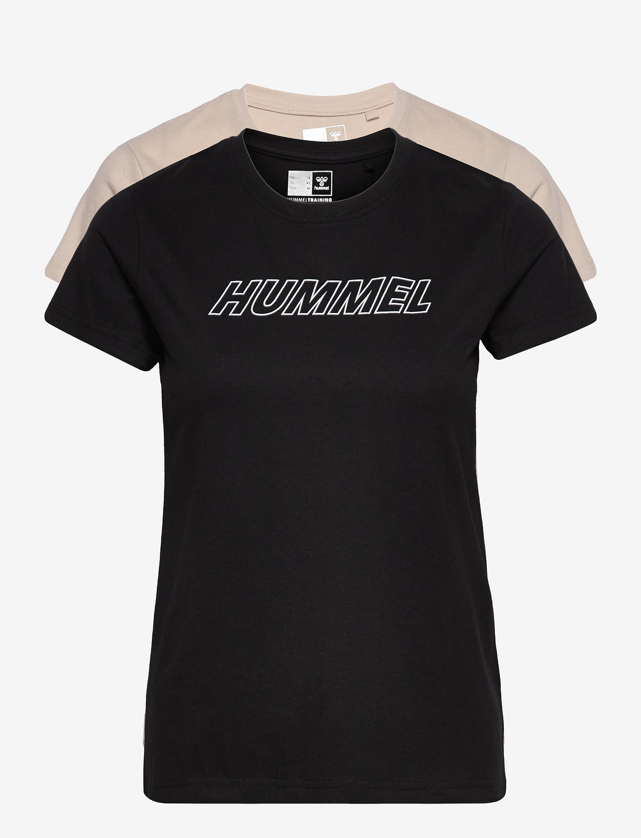 Hummel - hmlTE CALI 2-PACK COTTON T-SHIRT - t-shirts - black/chateau grey - 1