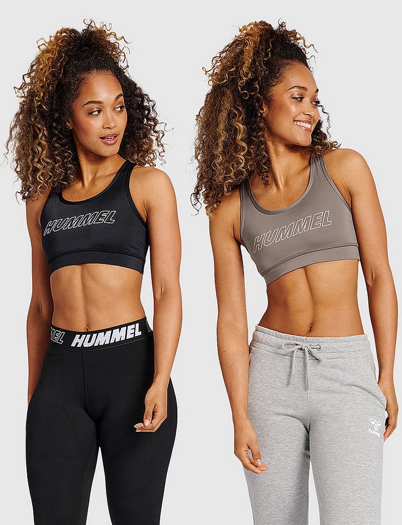 Hummel - hmlTE TOLA 2-PACK SPORTS BRA - mittlerer halt - black/driftwood - 0