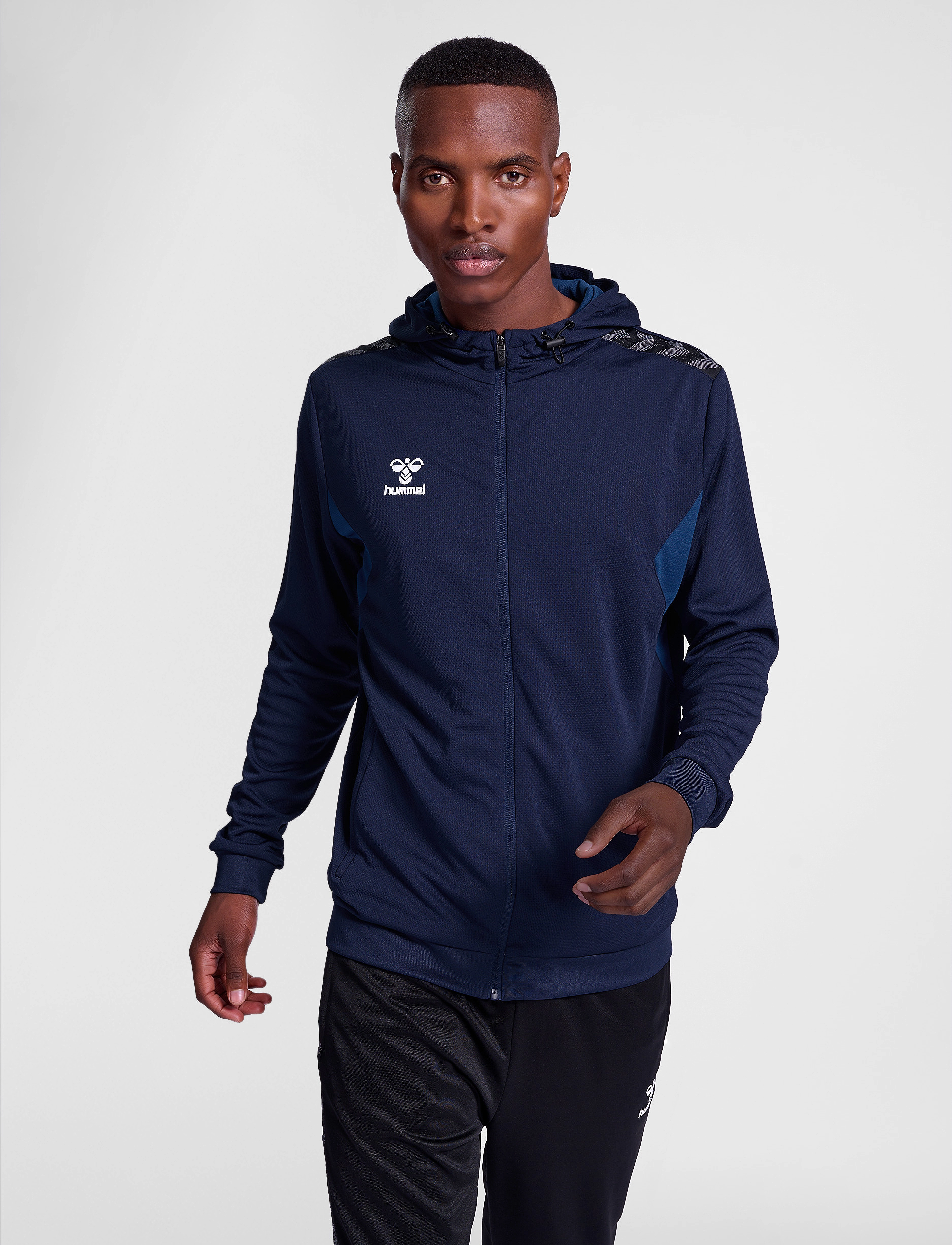 Hummel Hmlauthentic Pl Zip Hoodie, L, Navy, Sport Sweatshirts & Hoodies > Sport Hoodies, Herre