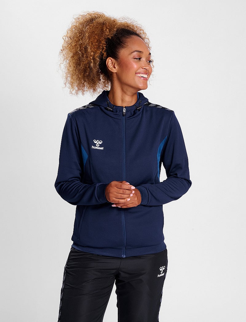 Hummel - hmlAUTHENTIC PL ZIP HOODIE WOMAN - kapuutsiga dressipluusid - marine - 5