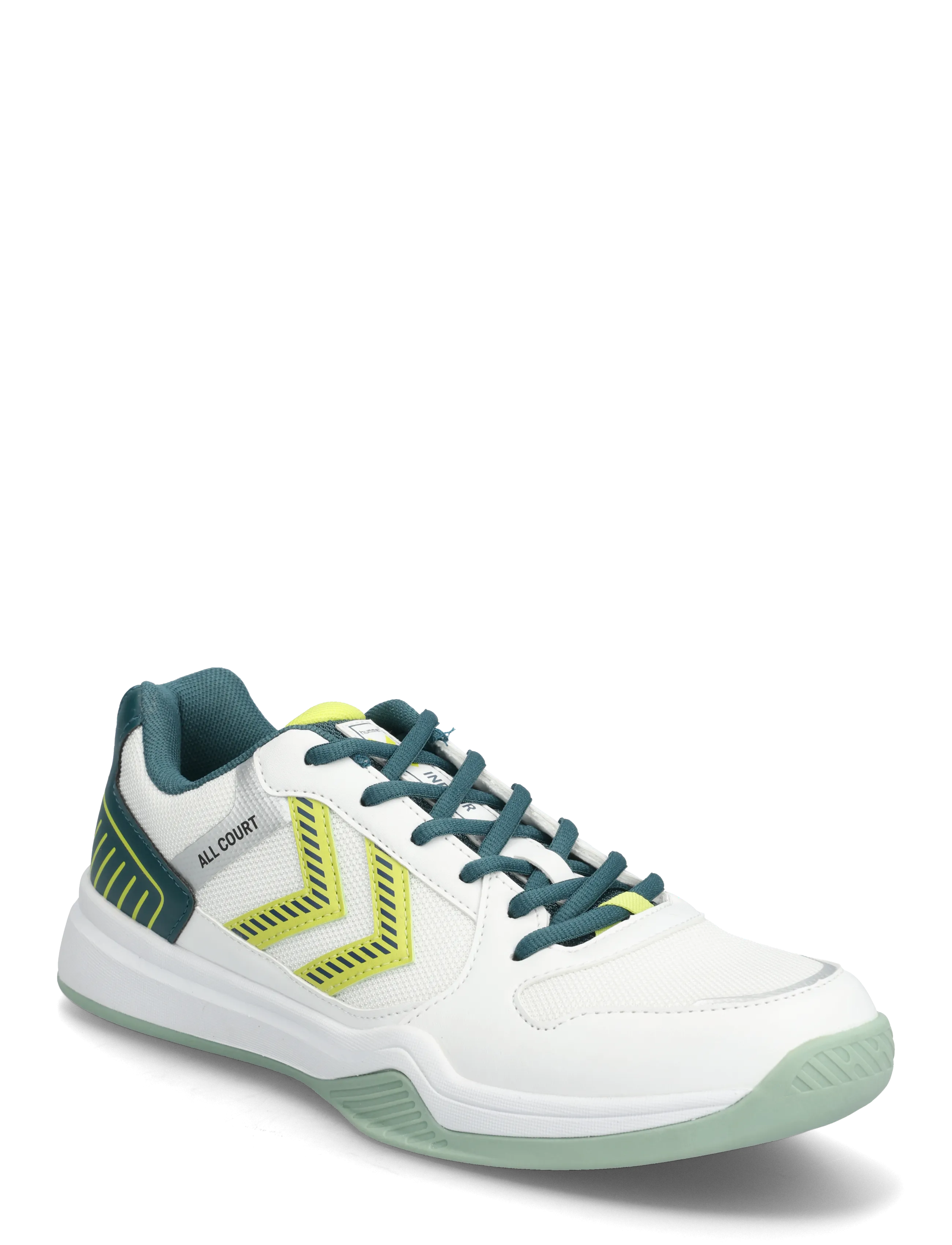 Hummel ALL COURT - Shoes - WHITE/GREEN/YELLOW / white