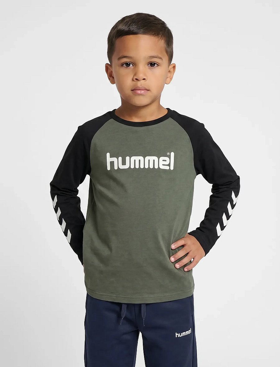 Hummel - hmlJR LOGO T-SHIRT L/S - langærmede t-shirts - castor gray - 0