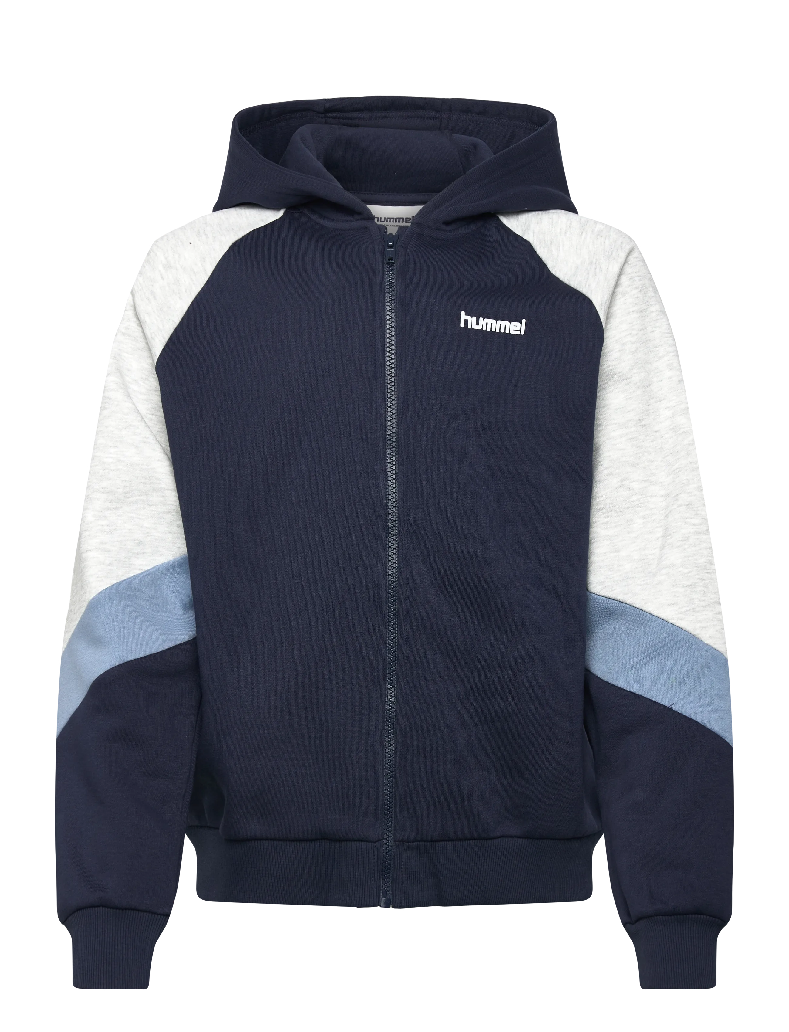 Hummel hmlJR LOOSE BLOCKED ZIP HOODIE - Overdele - DRESS BLUES/FADED DENIM / navy
