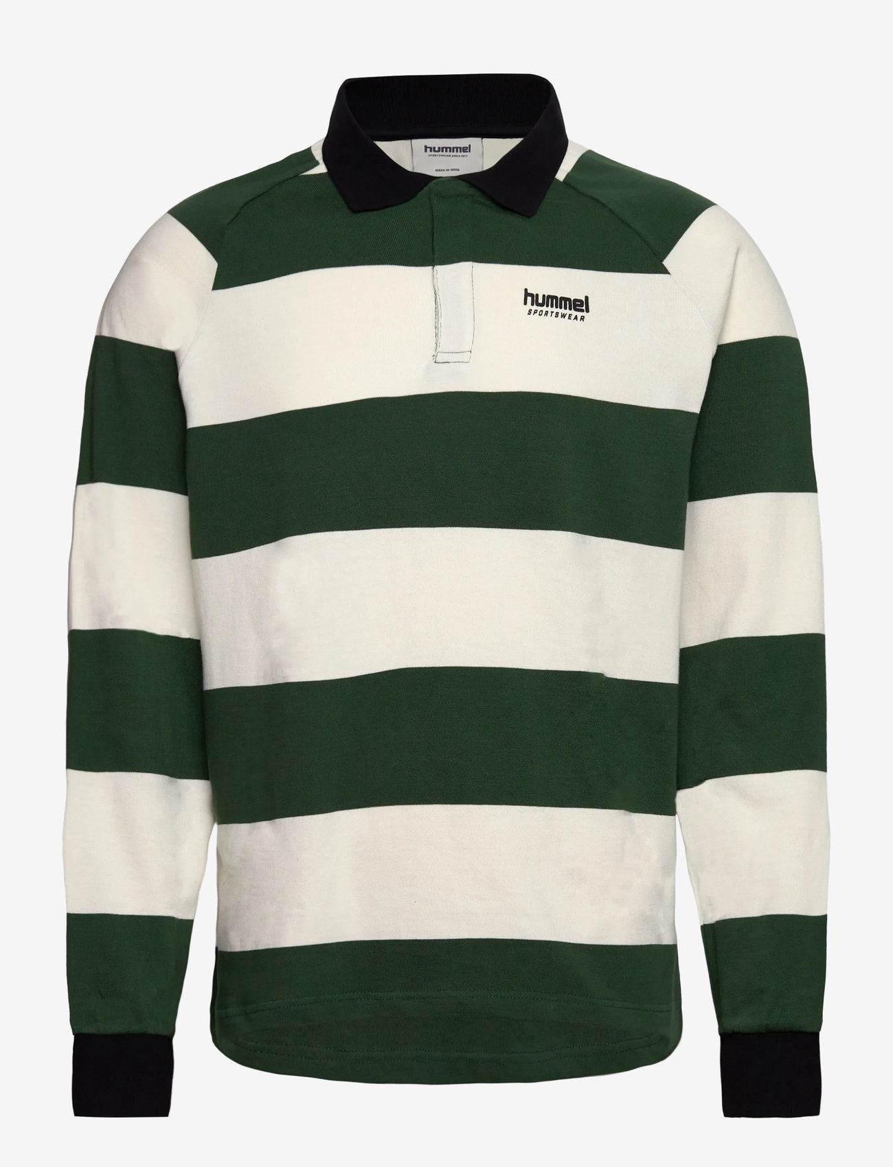 Hummel - hmlLOOSE STRIPED POLO L/S - toppar & t-shirts - dark green - 0