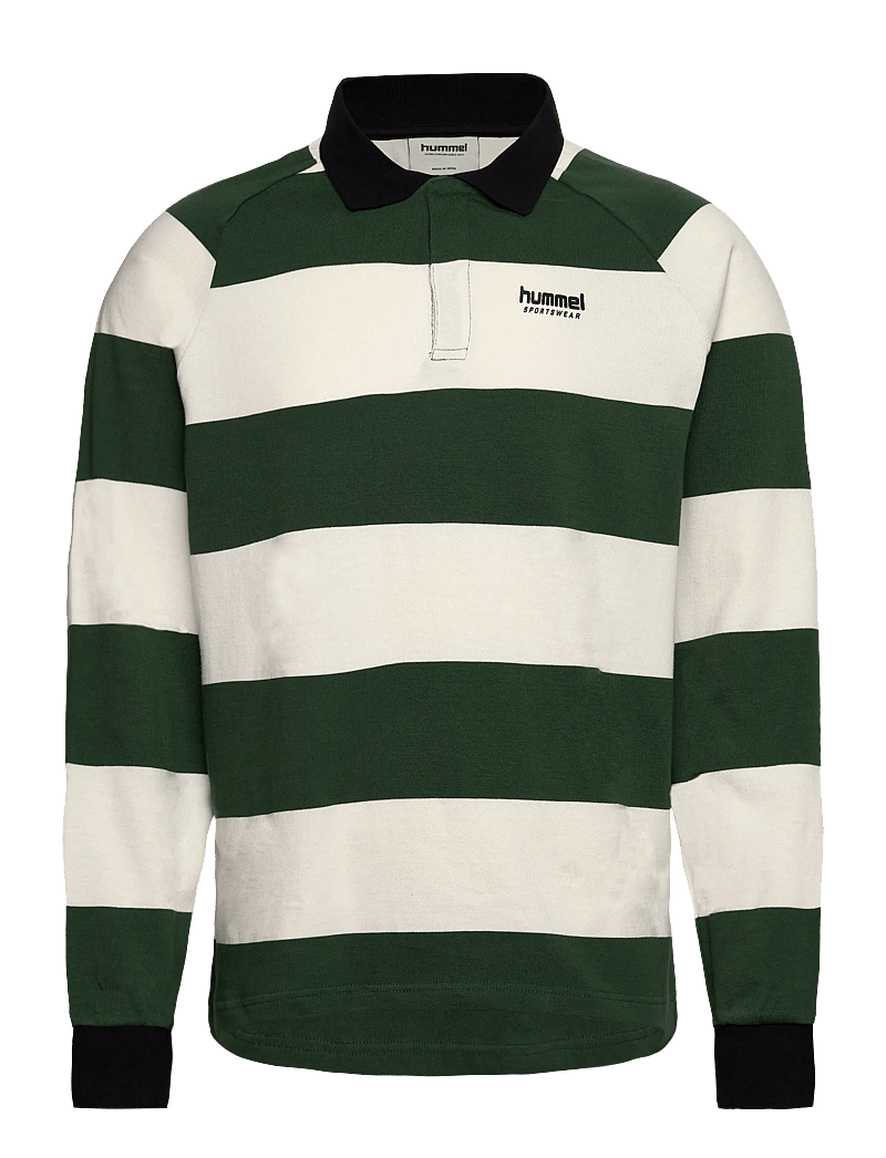 Hummel - hmlLOOSE STRIPED POLO L/S - toppar & t-shirts - dark green - 0