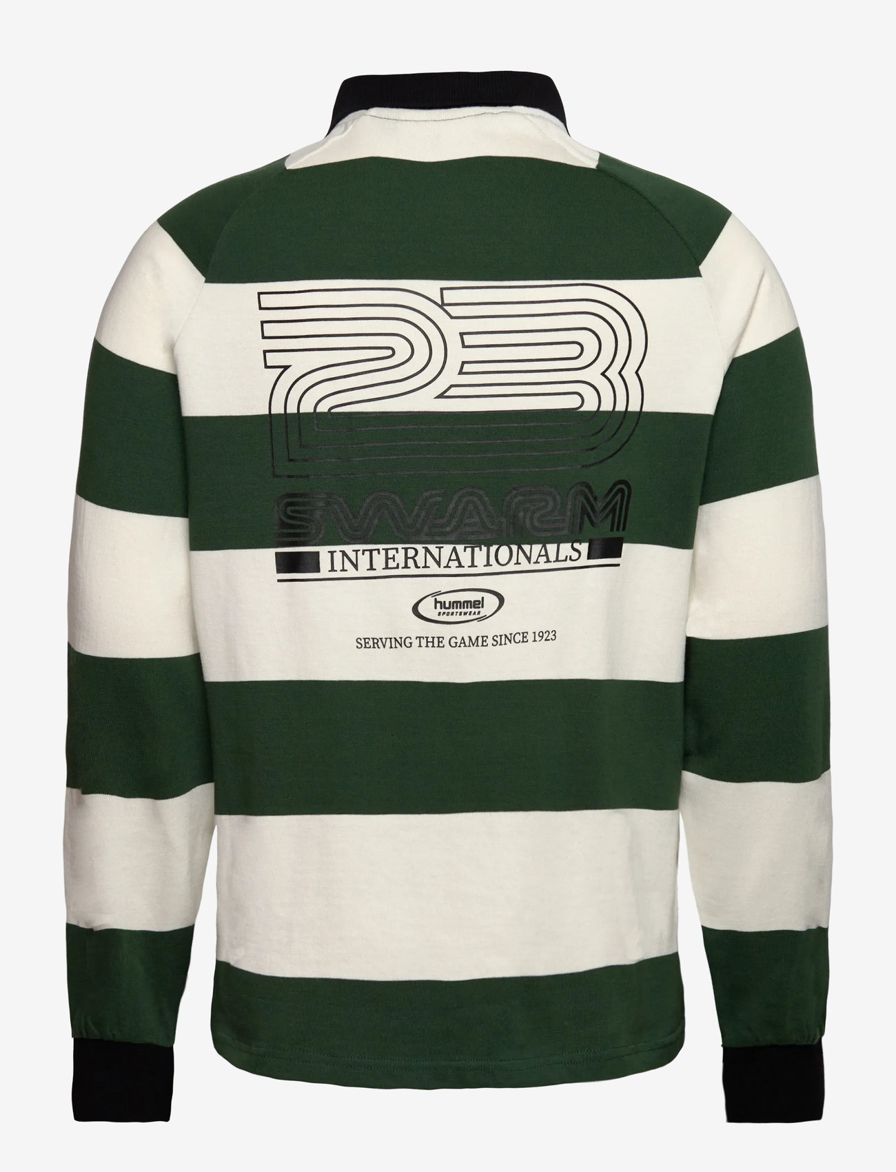 Hummel - hmlLOOSE STRIPED POLO L/S - toppar & t-shirts - dark green - 1