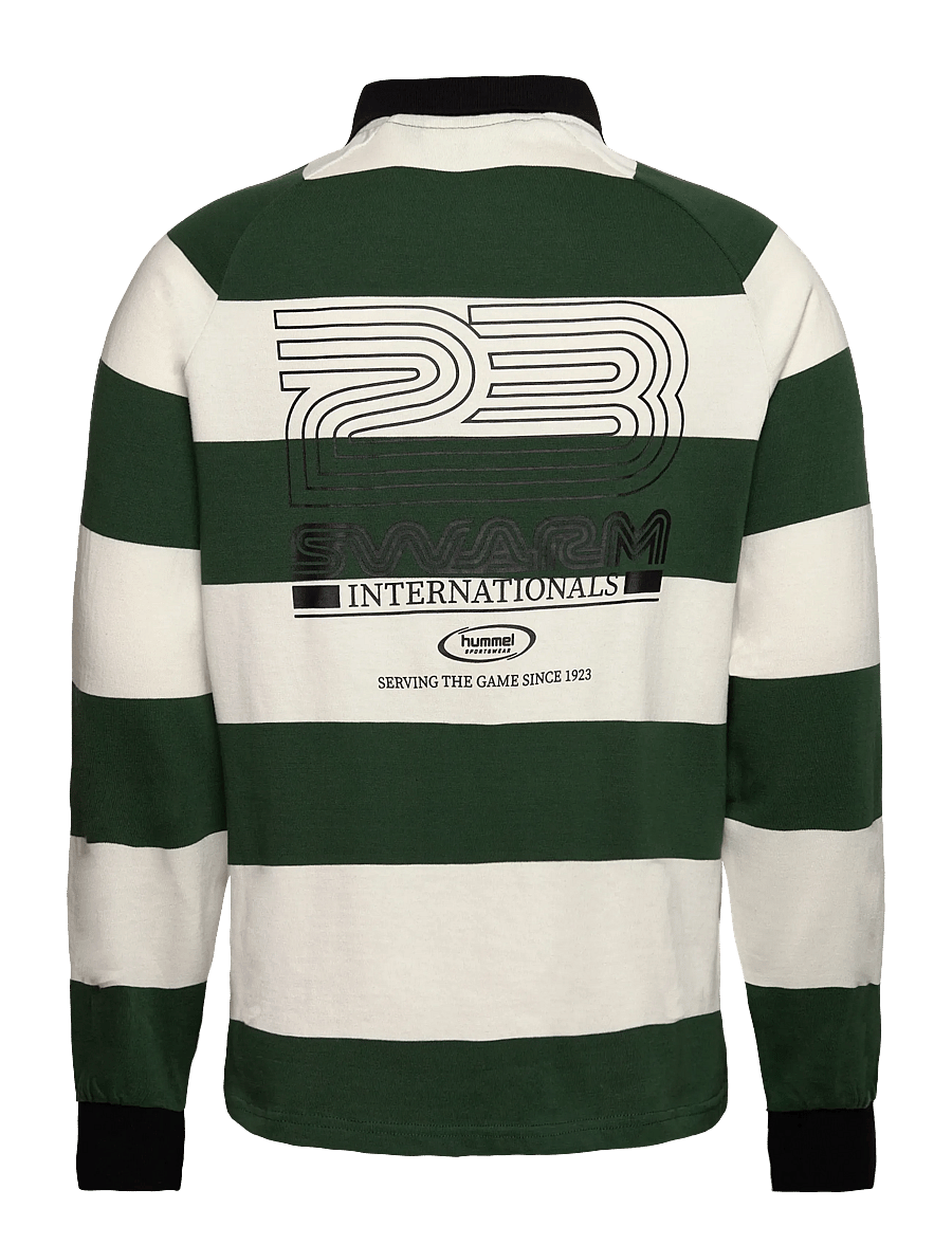 Hummel - hmlLOOSE STRIPED POLO L/S - toppe & t-shirts - dark green - 1