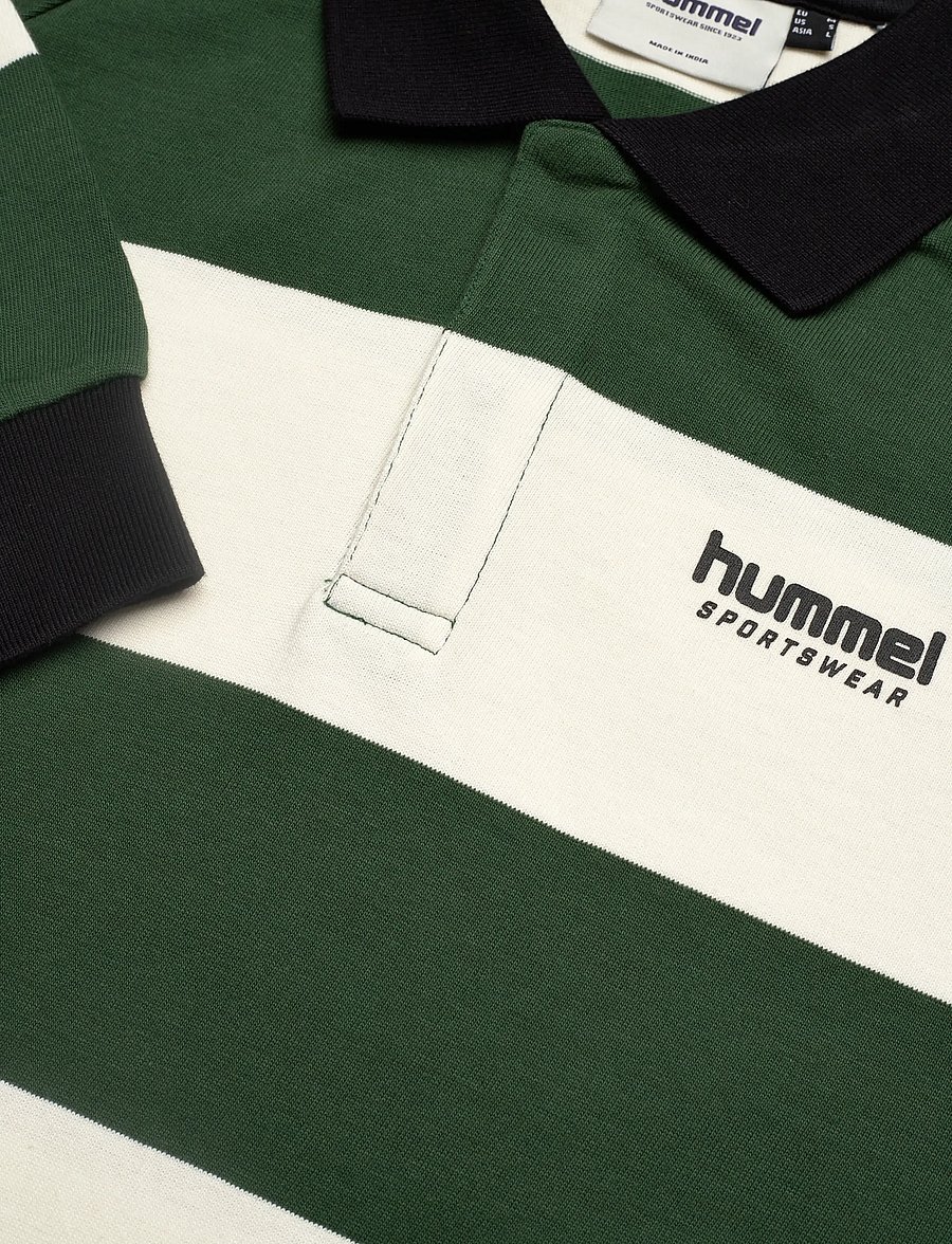 Hummel - hmlLOOSE STRIPED POLO L/S - toppe & t-shirts - dark green - 2