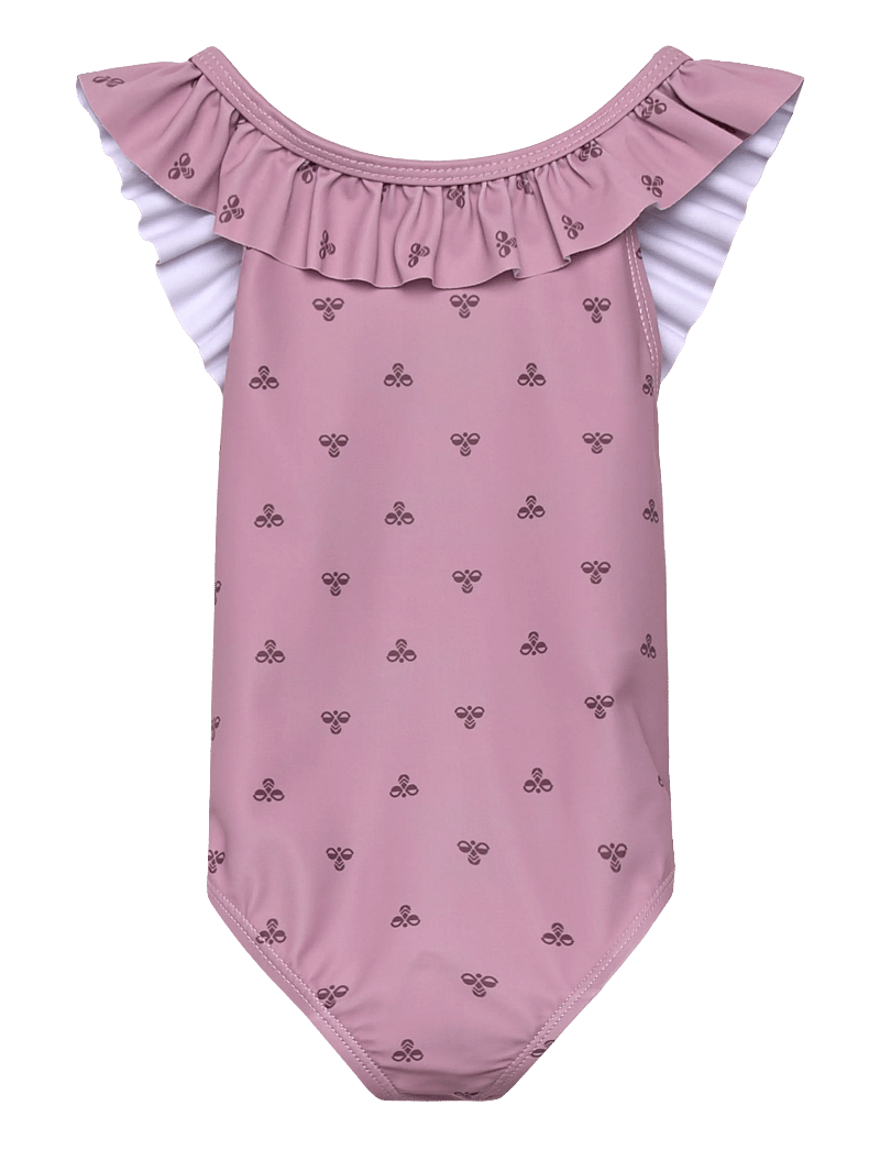 Hummel - hmlJR BEE AOP FRILL SWIMSUIT - badeanzüge - mauve shadow - 0
