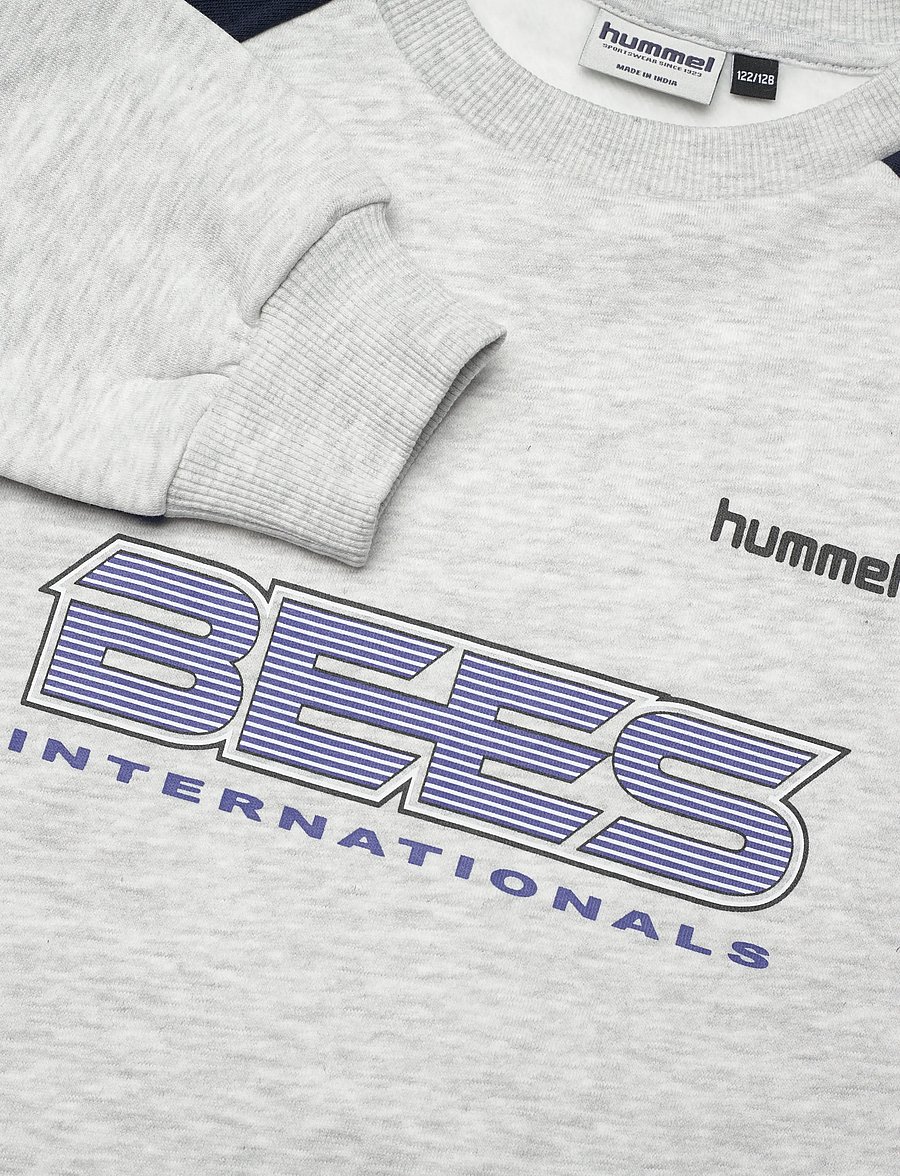 Hummel - hmlJR OVERSIZED ICONIC CREW BEES - sweatshirts - light grey melange - 2