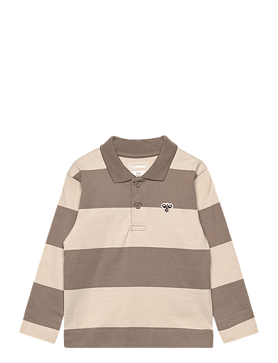 Hummel hmlMINI LOOSE STRIPE POLO SHIRT - Odzież - ROCK RIDGE / beige