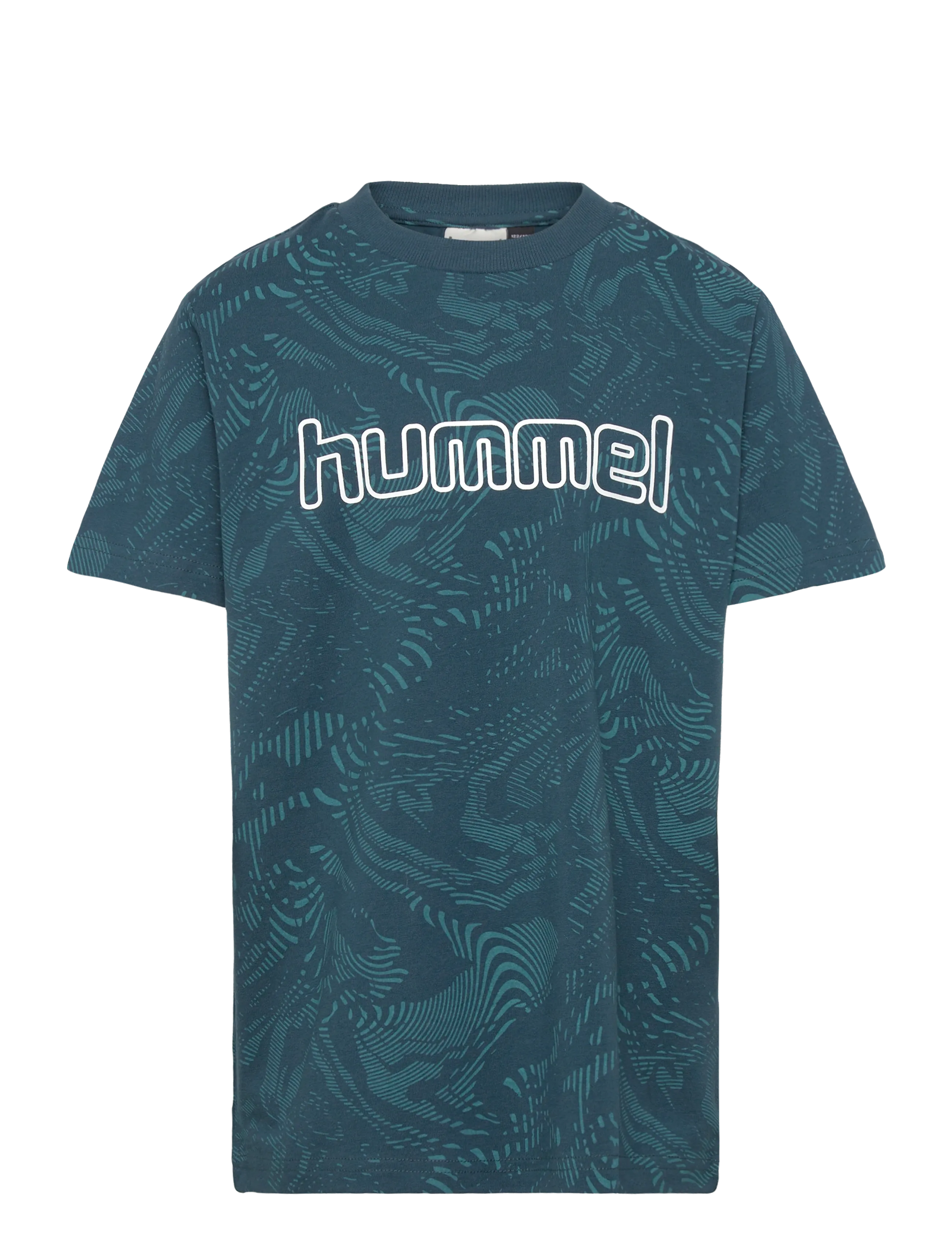 Hummel Hmljr Aop Logo T-Shirt, 134/140, T-shirts, Blau - Sports Oberteile, Kinder