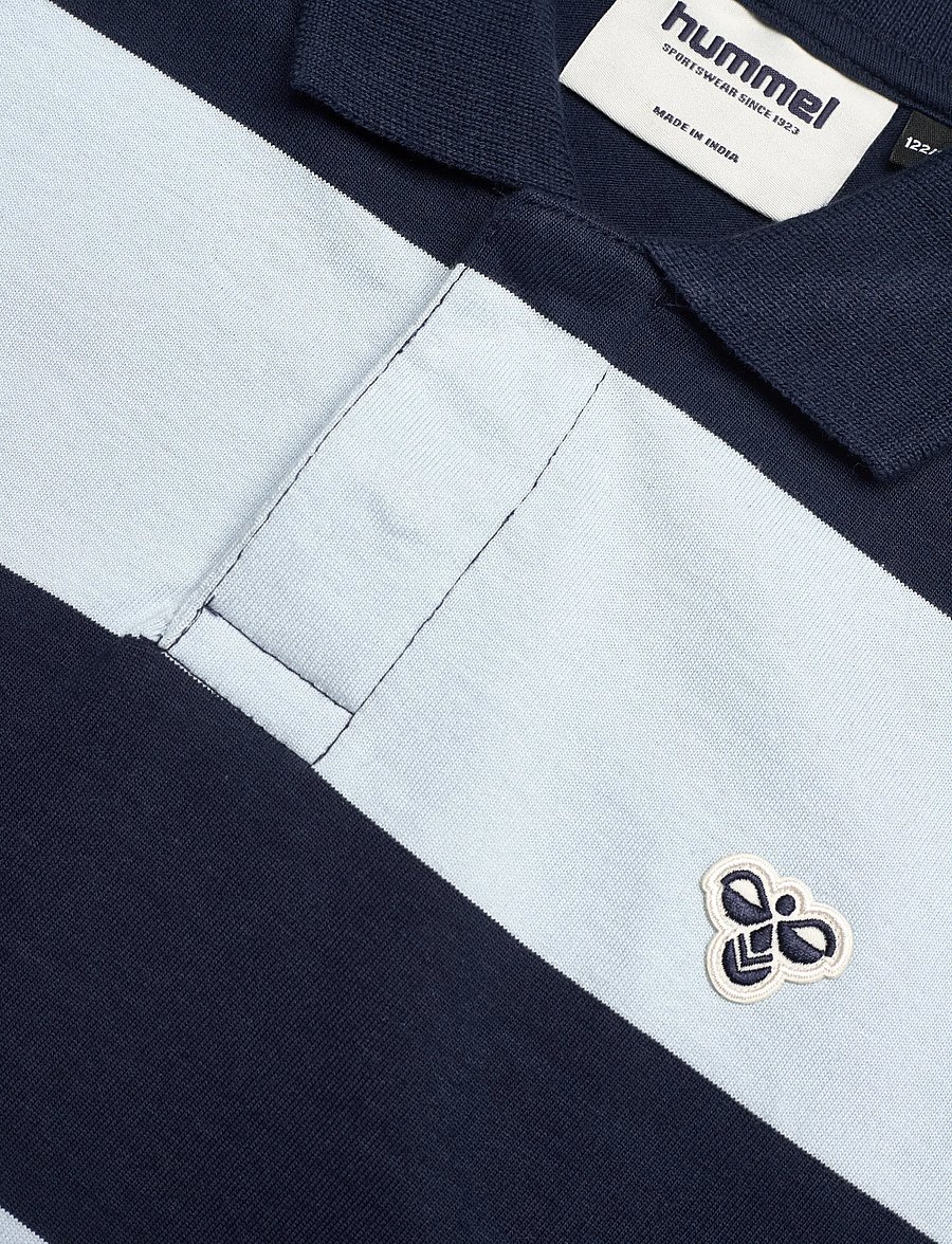 Hummel - hmlJR LOOSE STRIPED POLO S/S BEE - lühikeste varrukatega polod - dress blues - 2