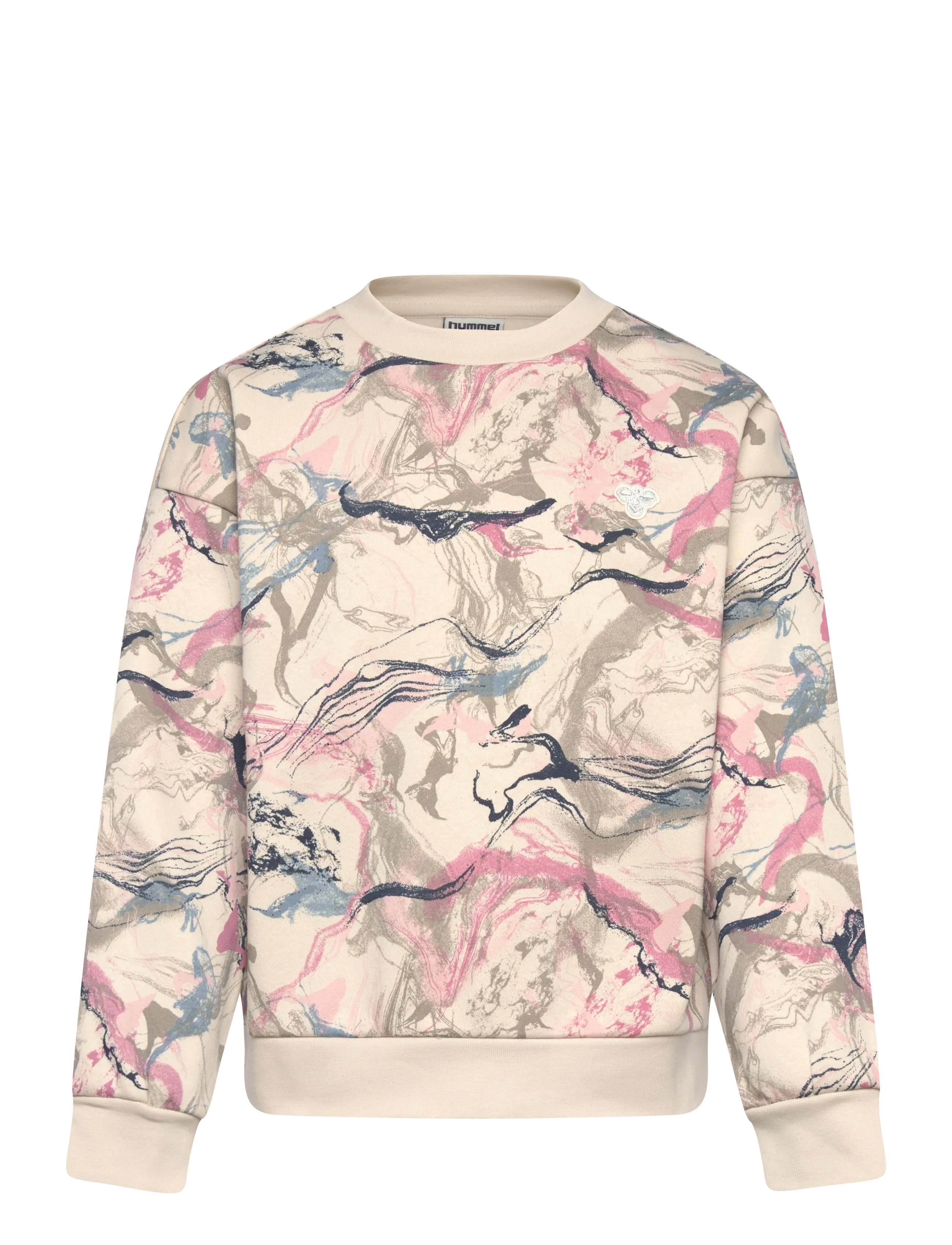 Hummel Hmljr Loose Aop Sweatshirt, 110/116, Cream, Sweatshirts & Hættetrøjer > Sweatshirts, Børn