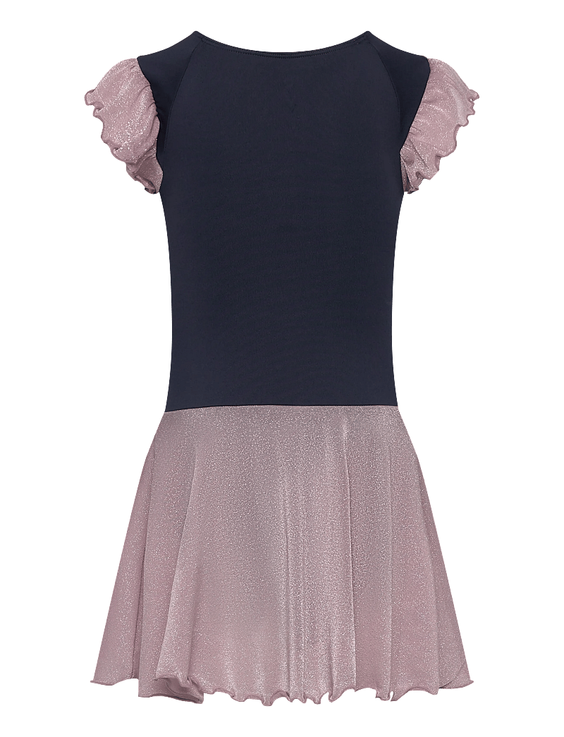 Hummel - hmlJR MIX GLITTER DRESS - kurzärmelige freizeitkleider - black iris - 1