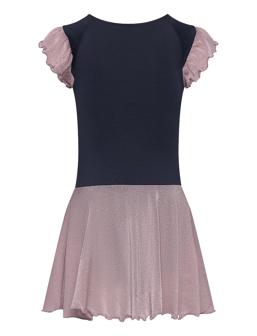 Hummel - hmlJR MIX GLITTER DRESS - kurzärmelige freizeitkleider - black iris - 1