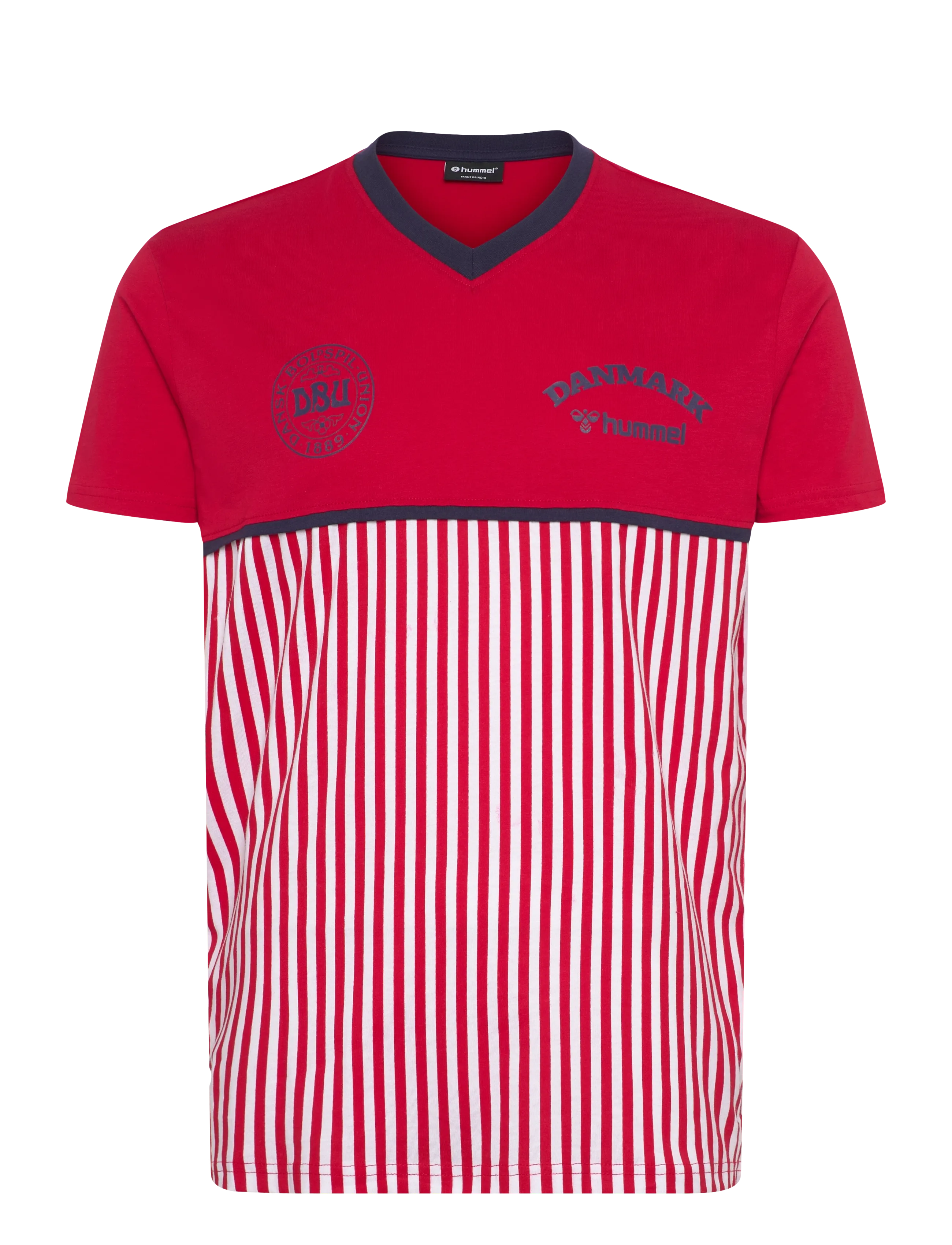 Hummel Dbu 26 Fan 86 Block Cotton Tee Ss, Mænd, Fan Blok Stribet T-shirt, Rød, Str: M