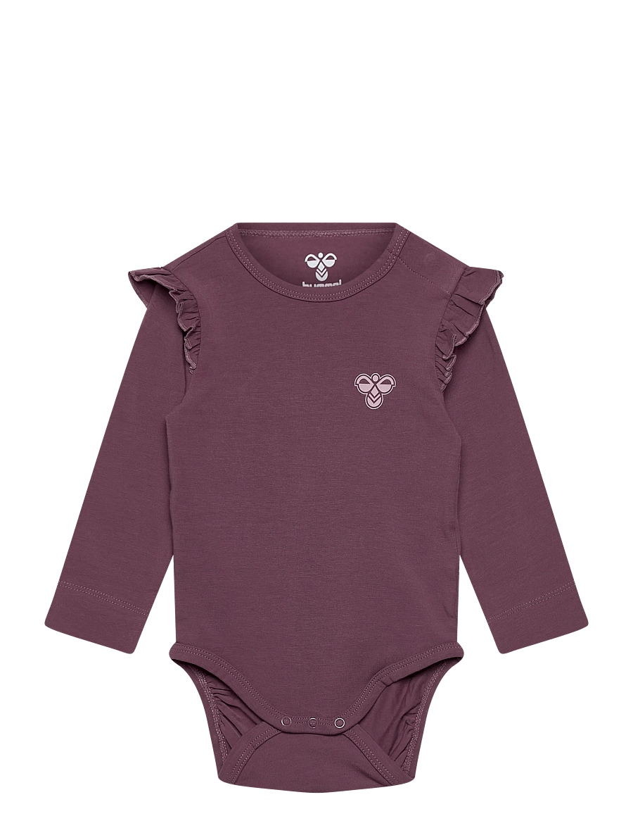 Hummel - hmlMINI FRILL BODY L/S - långärmade bodies - black plum - 0