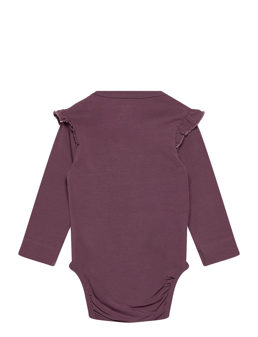 Hummel - hmlMINI FRILL BODY L/S - långärmade bodies - black plum - 1
