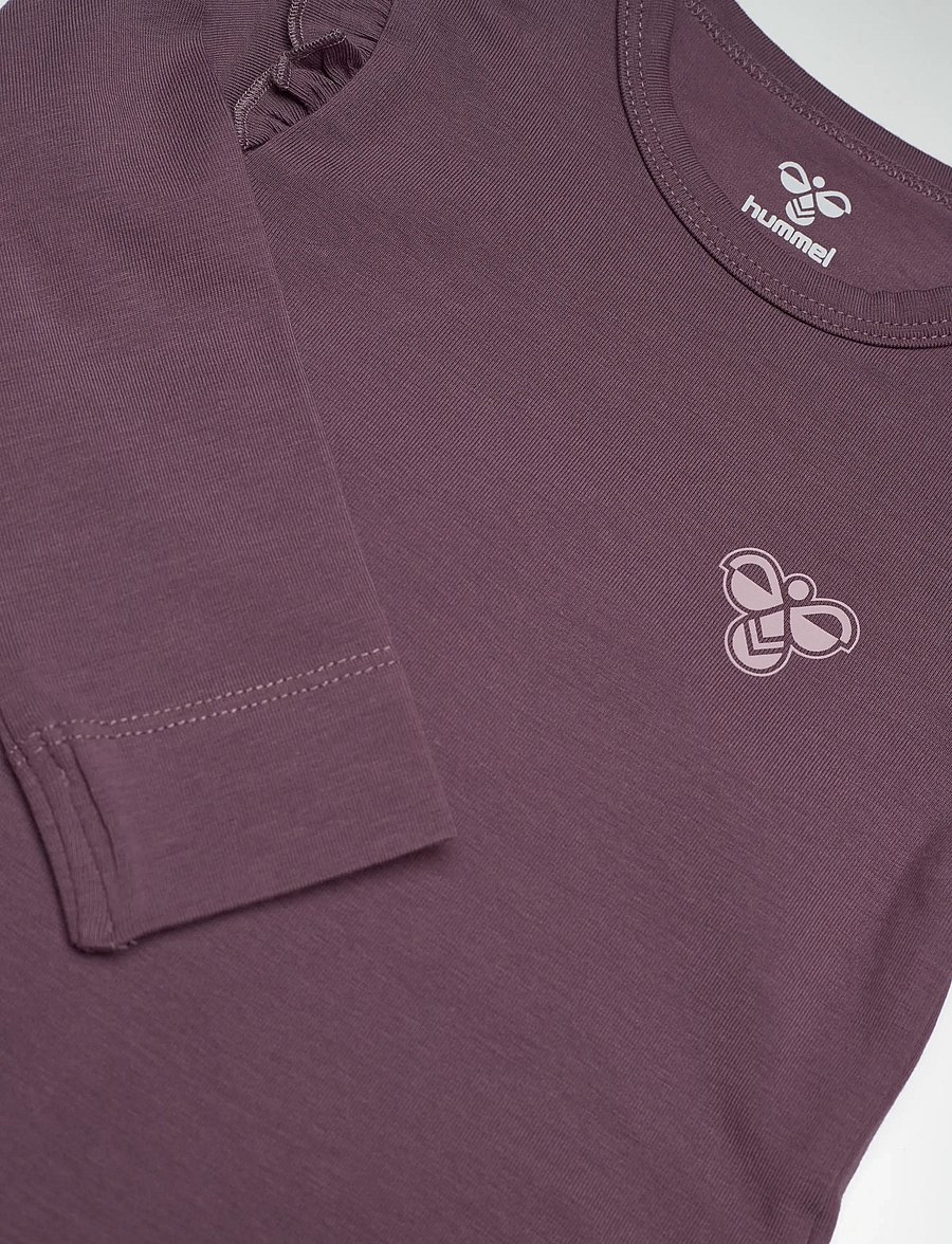 Hummel - hmlMINI FRILL BODY L/S - långärmade bodies - black plum - 2