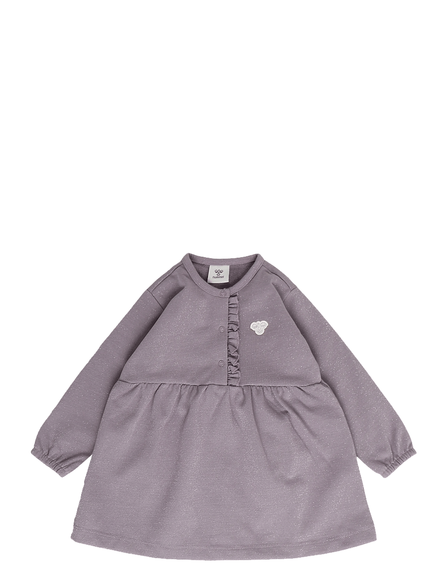 Hummel - hmlMINI REG GLITTER DRESS L/S - långärmade babyklänningar - gray ridge - 0