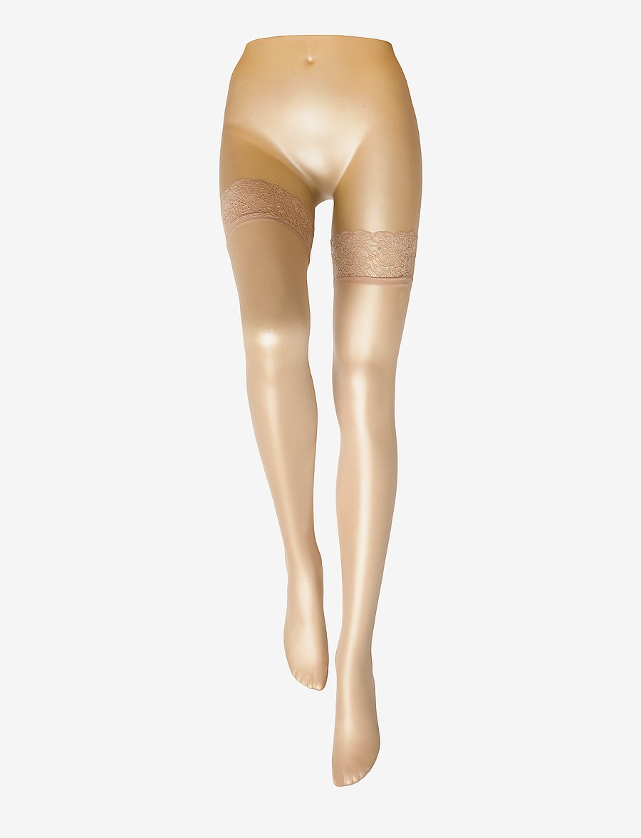 Hunkemöller - SU 15DEN Lace 2P - silikoonribaga sukad - nude - 1