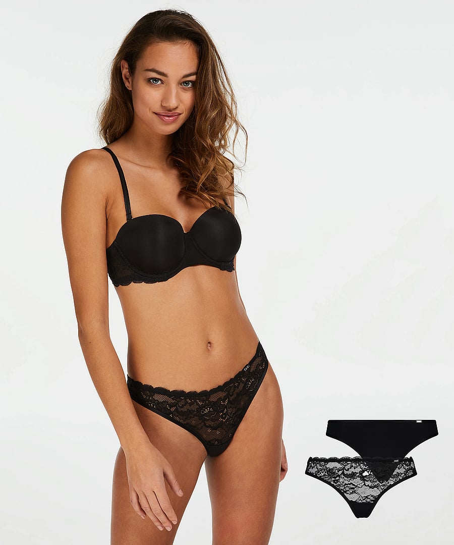 Hunkemöller - 2-pack Angie string - stringtrusser - black - 0